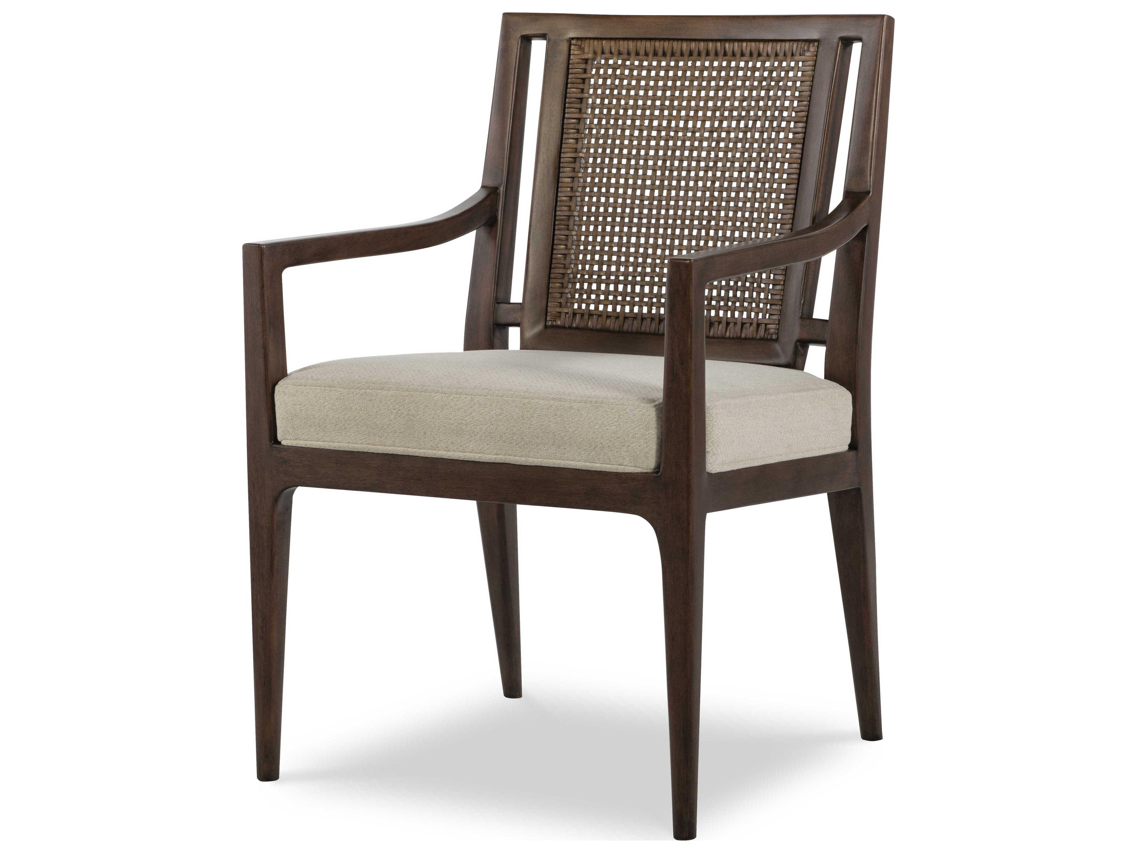Curate Graham Solid Wood Brown Upholstered Arm Dining Chair