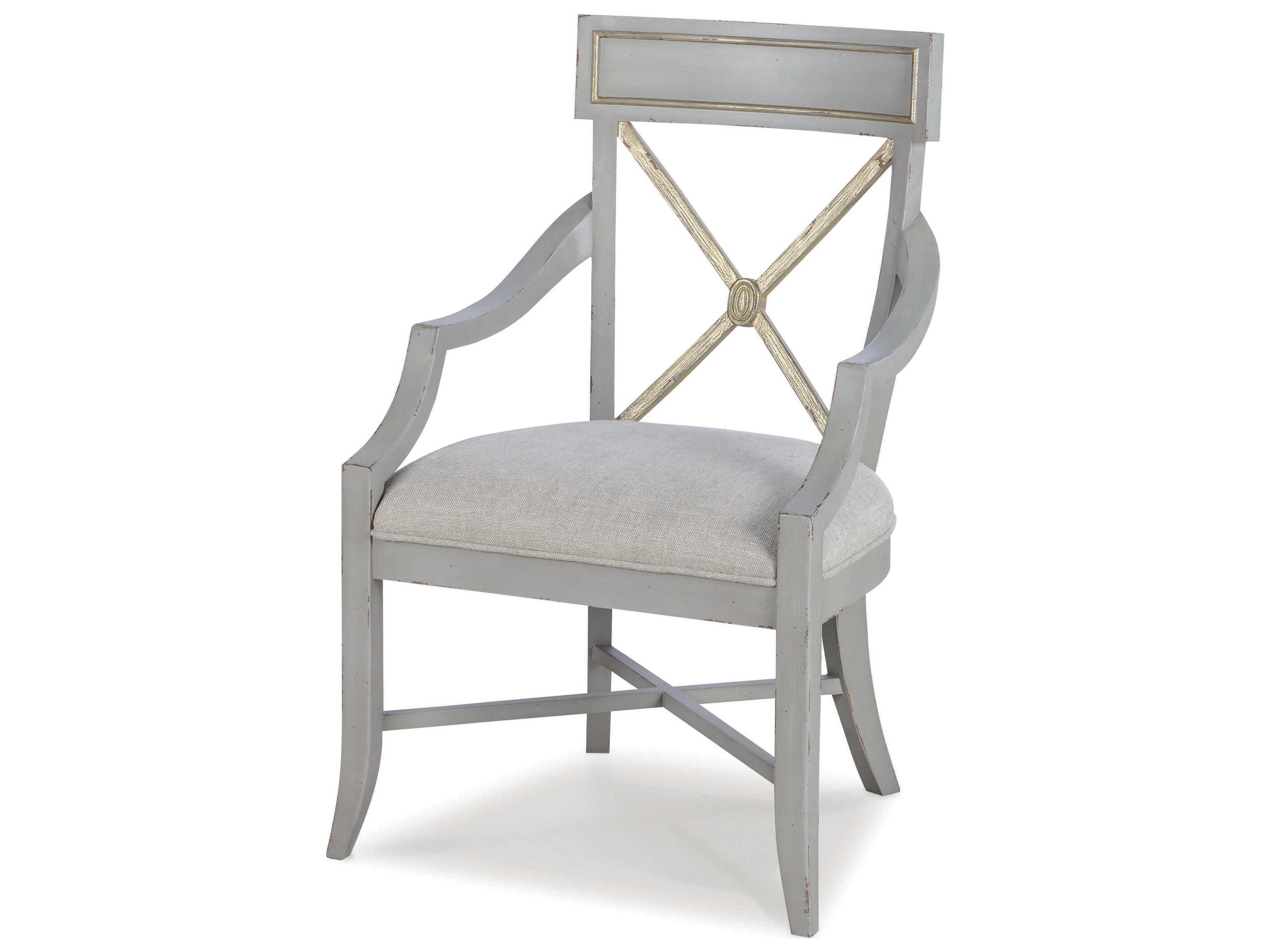 Century Furniture Monarch Beech Wood Gray Upholstered Arm Dining Chair