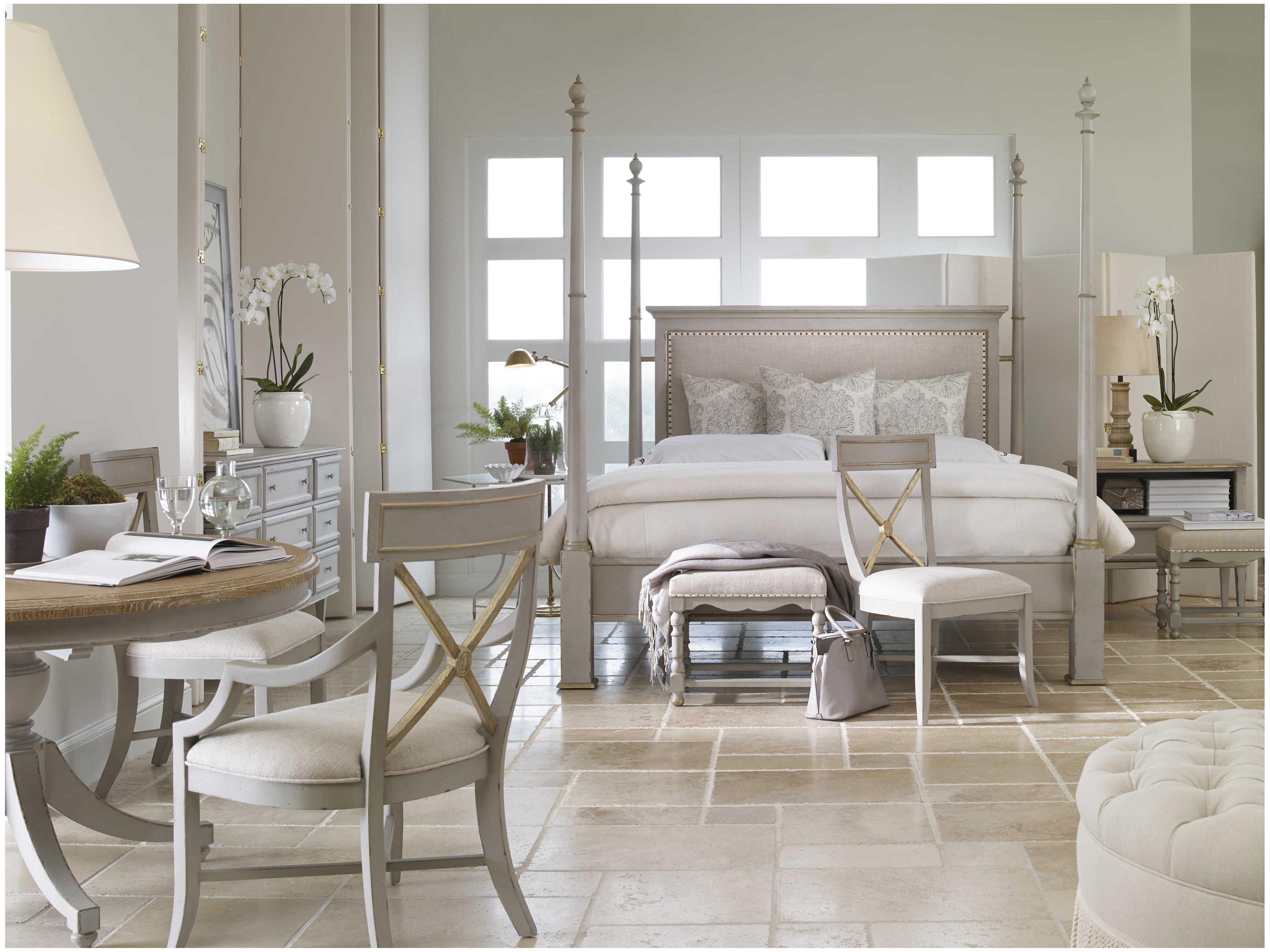 Century Furniture Monarch Beech Wood Gray Upholstered Arm Dining Chair