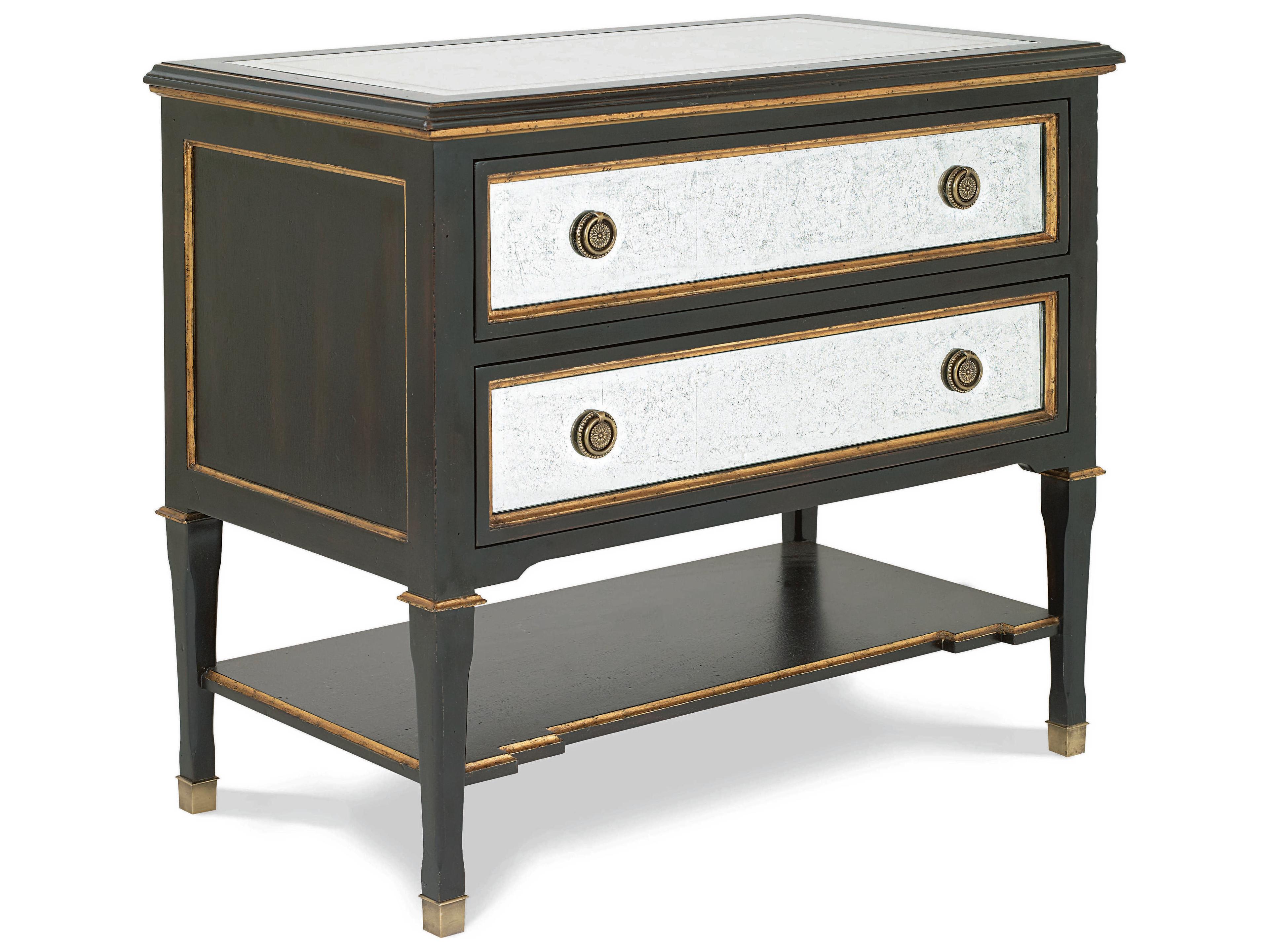 Monarch 2-Drawers Black Acacia Wood Nightstand