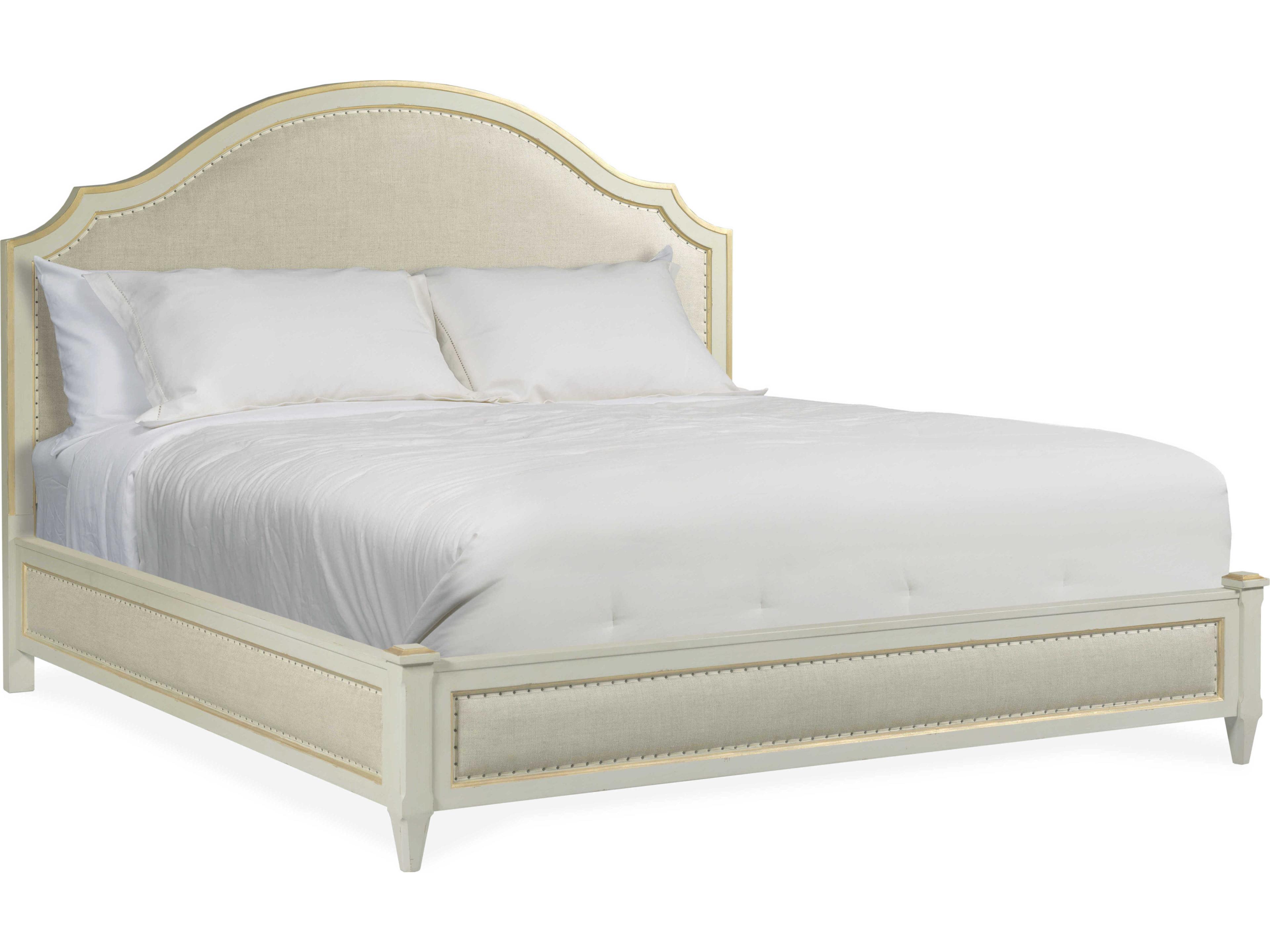 Monarch White Poplar Wood Upholstered King Platform Bed
