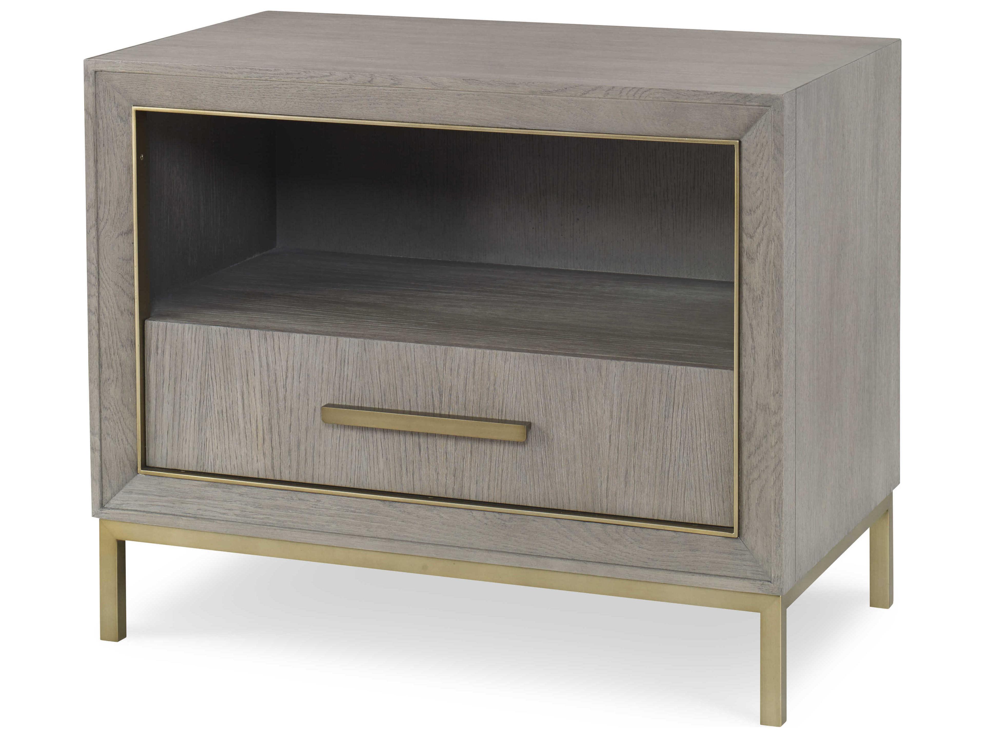 Monarch 1-Drawer Gray Oak Wood Nightstand