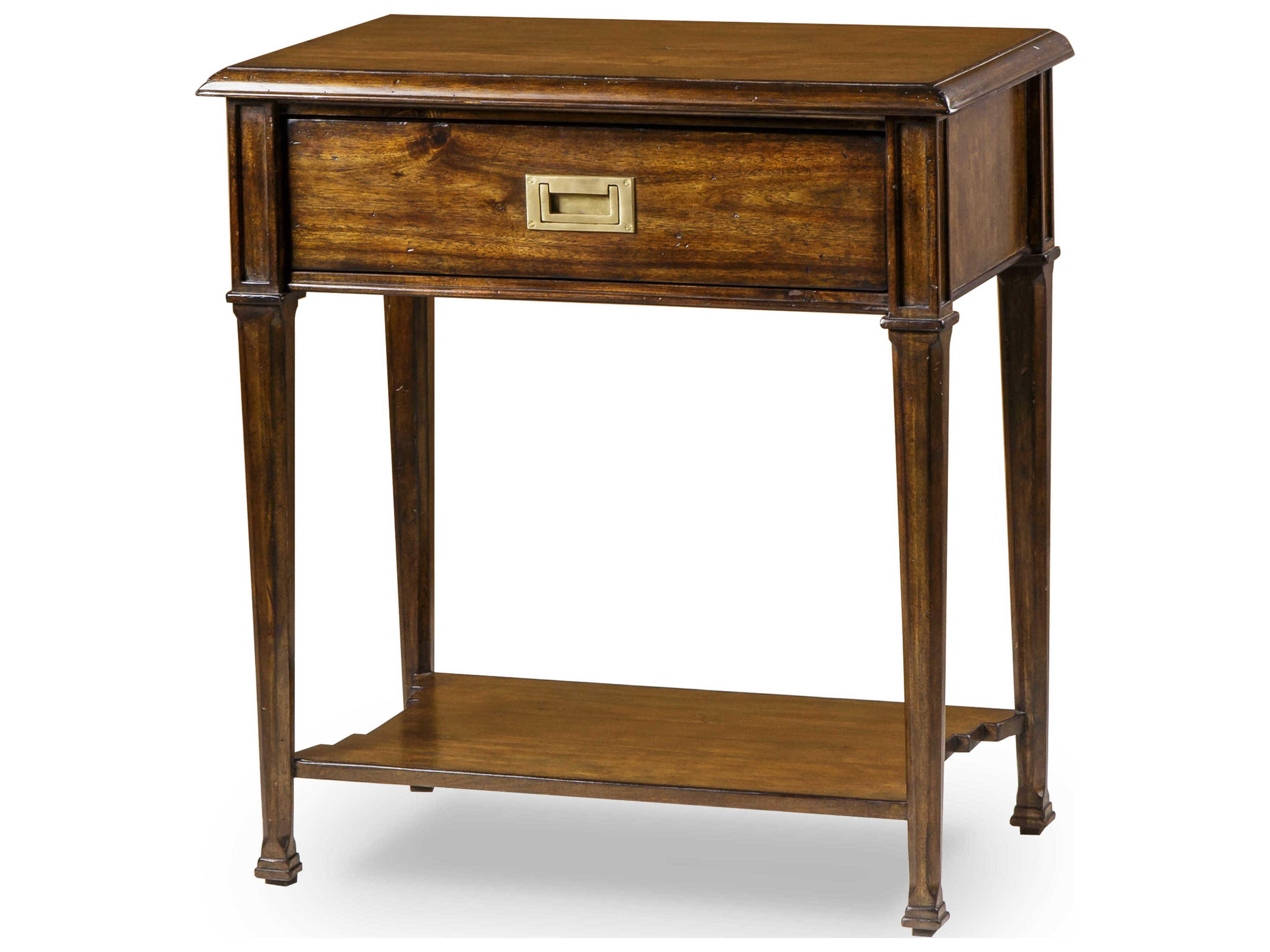 Monarch 1-Drawer Brown Acacia Wood Nightstand