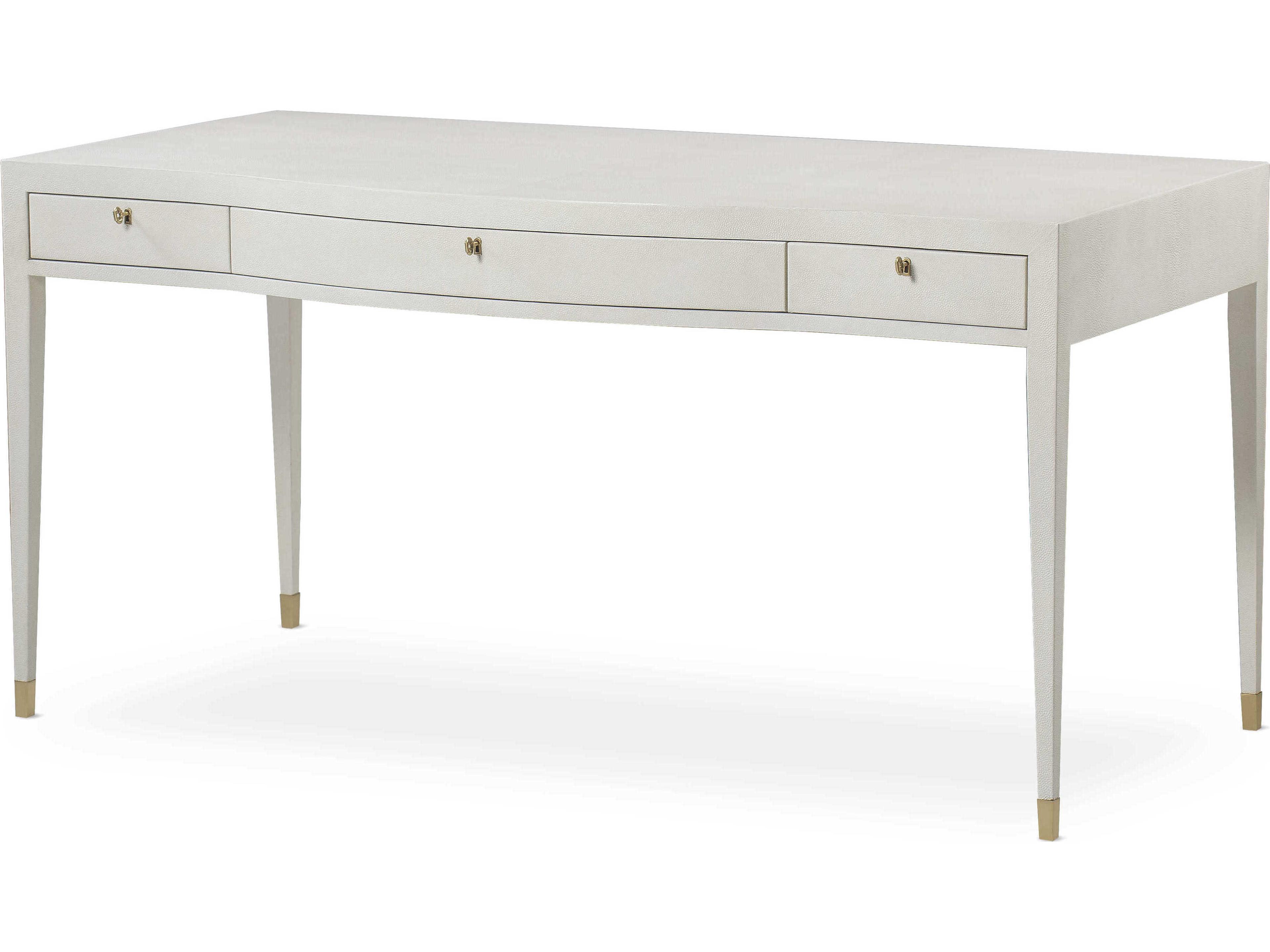 Monarch Ivory Faux Shagreen White Poplar Wood Writing Desk