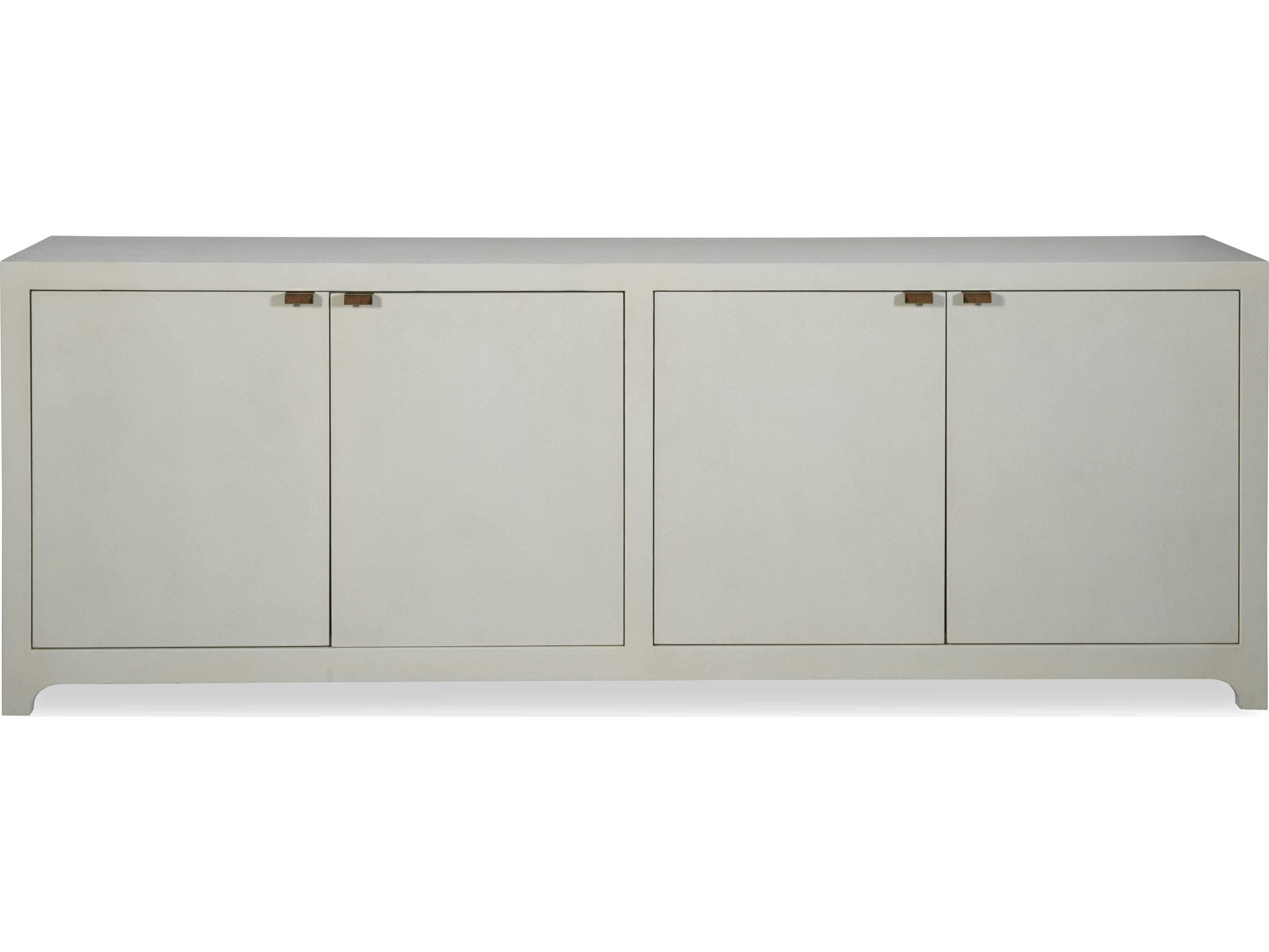 Century Furniture Monarch 88" Poplar Wood Ivory Faux Shagreen With Satin Brass Credenza Sideboard