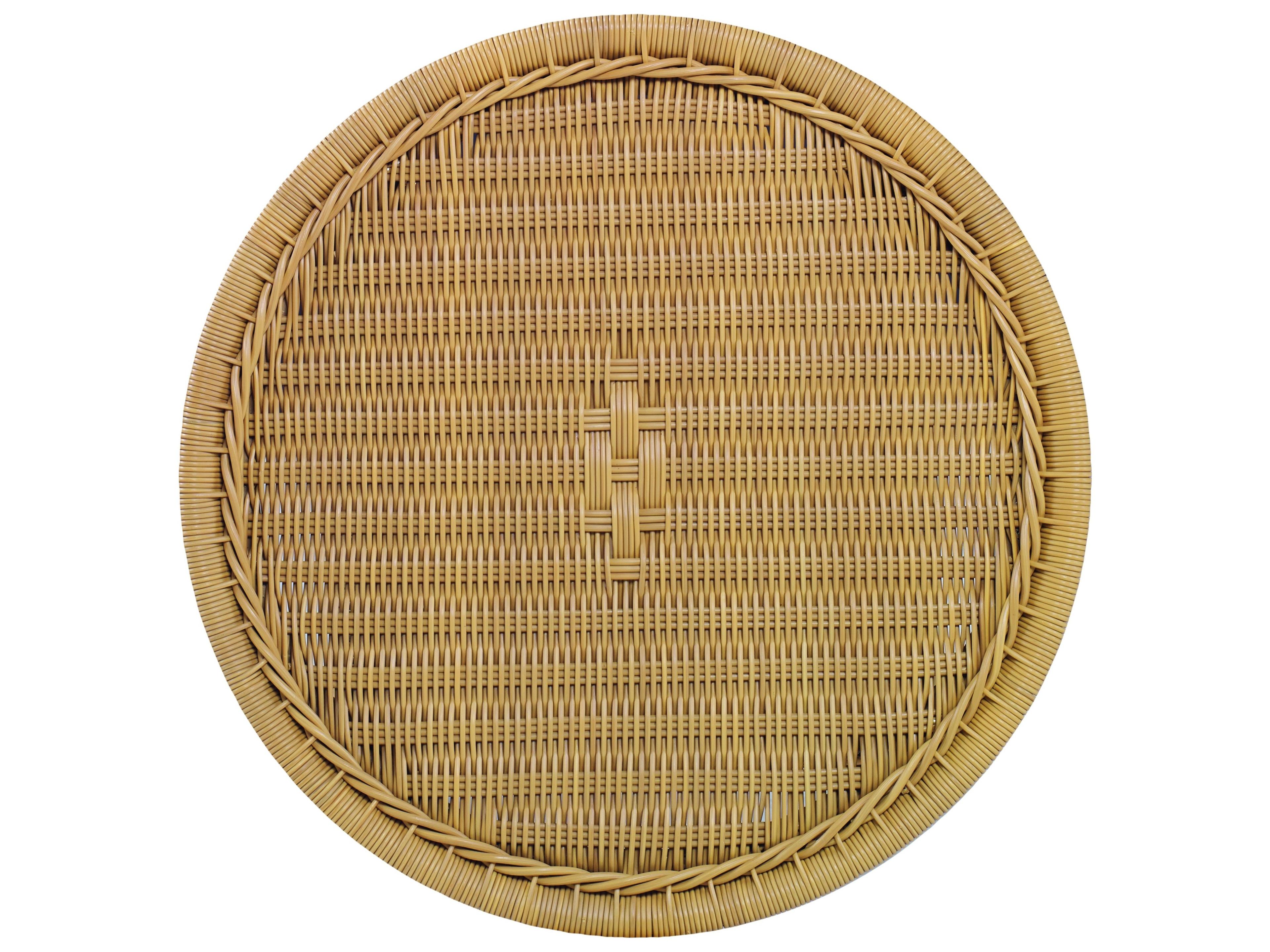 Century Outdoor Thomas O'Brien Mainland Natural Wicker Round Tempered Glass End Table