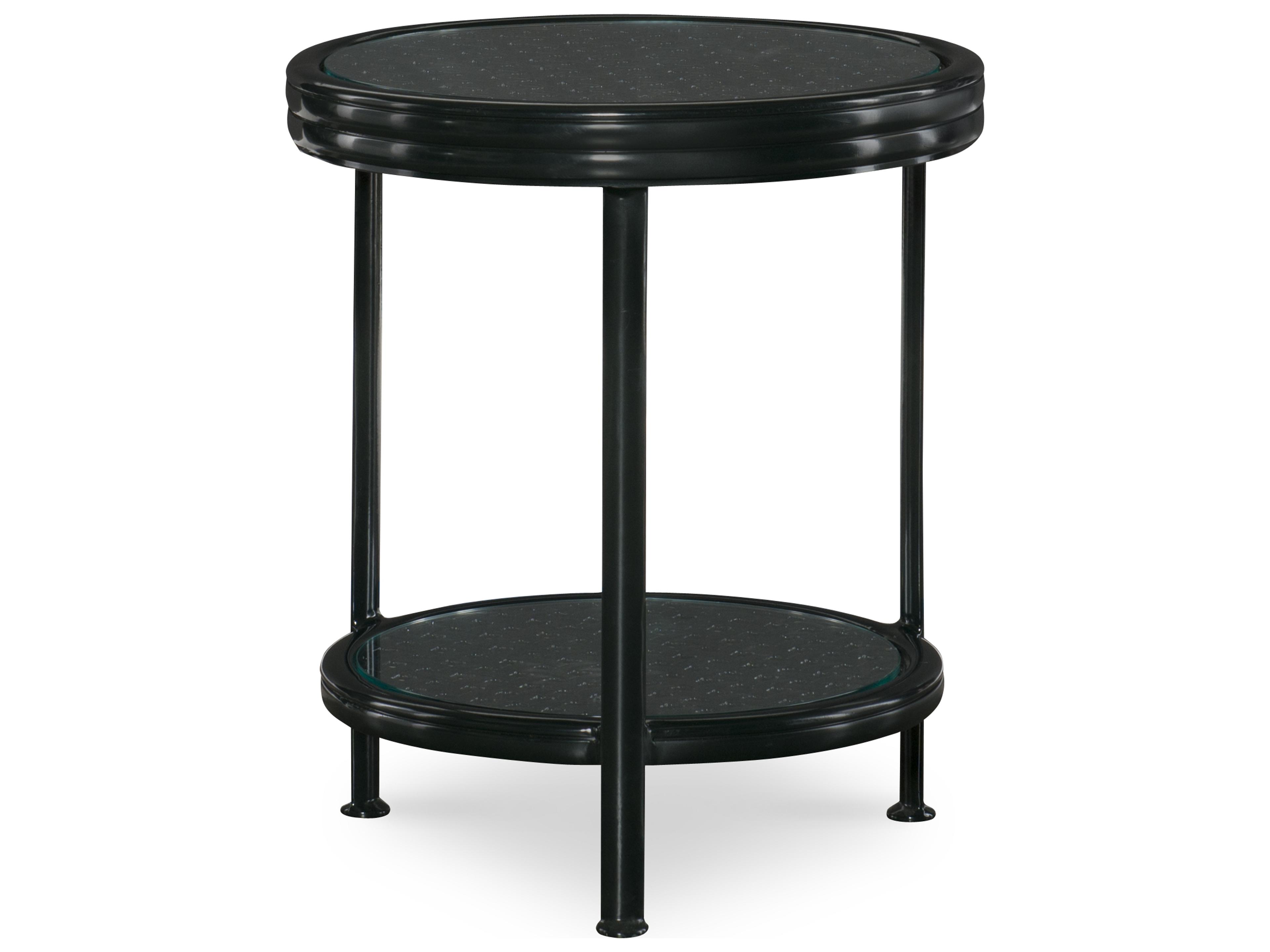 Century Outdoor Thomas O'Brien Augustine Litchfield Green Aluminum Round Tempered Glass Occasional Table