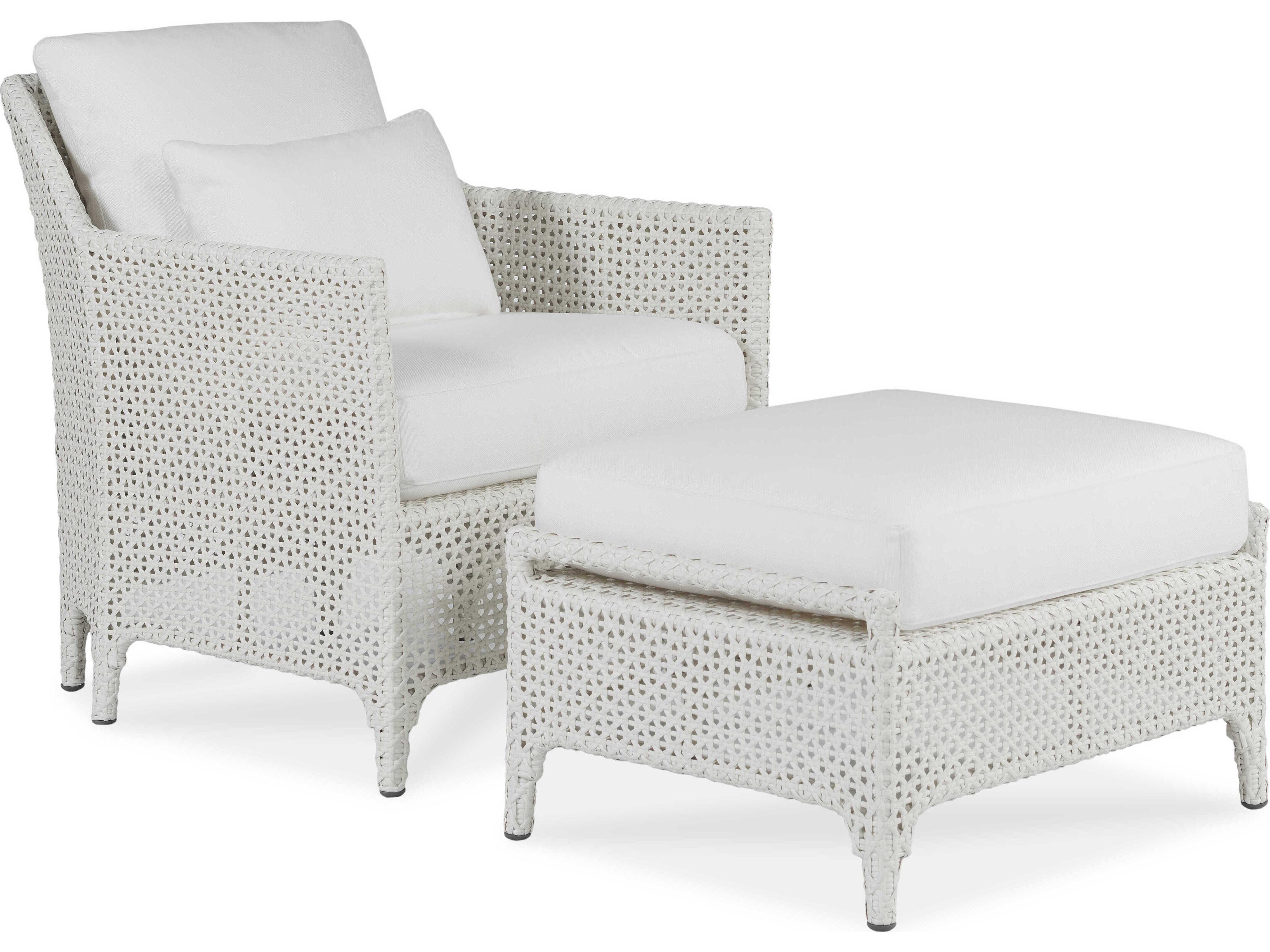 Century Outdoor Tangier Chalk White Wicker Cushion Lounge Chair