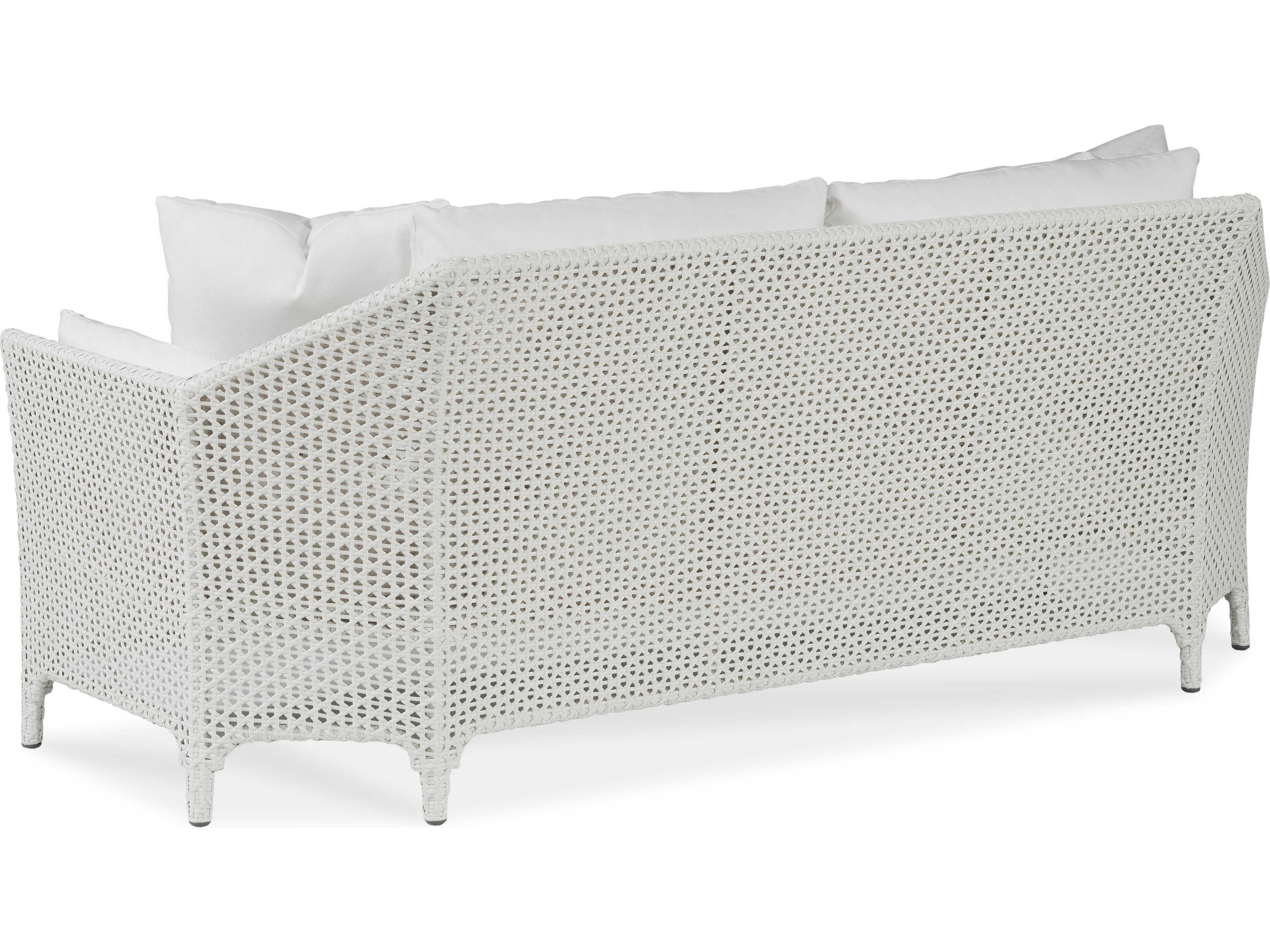 Century Outdoor Tangier Chalk White Wicker Cushion Sofa
