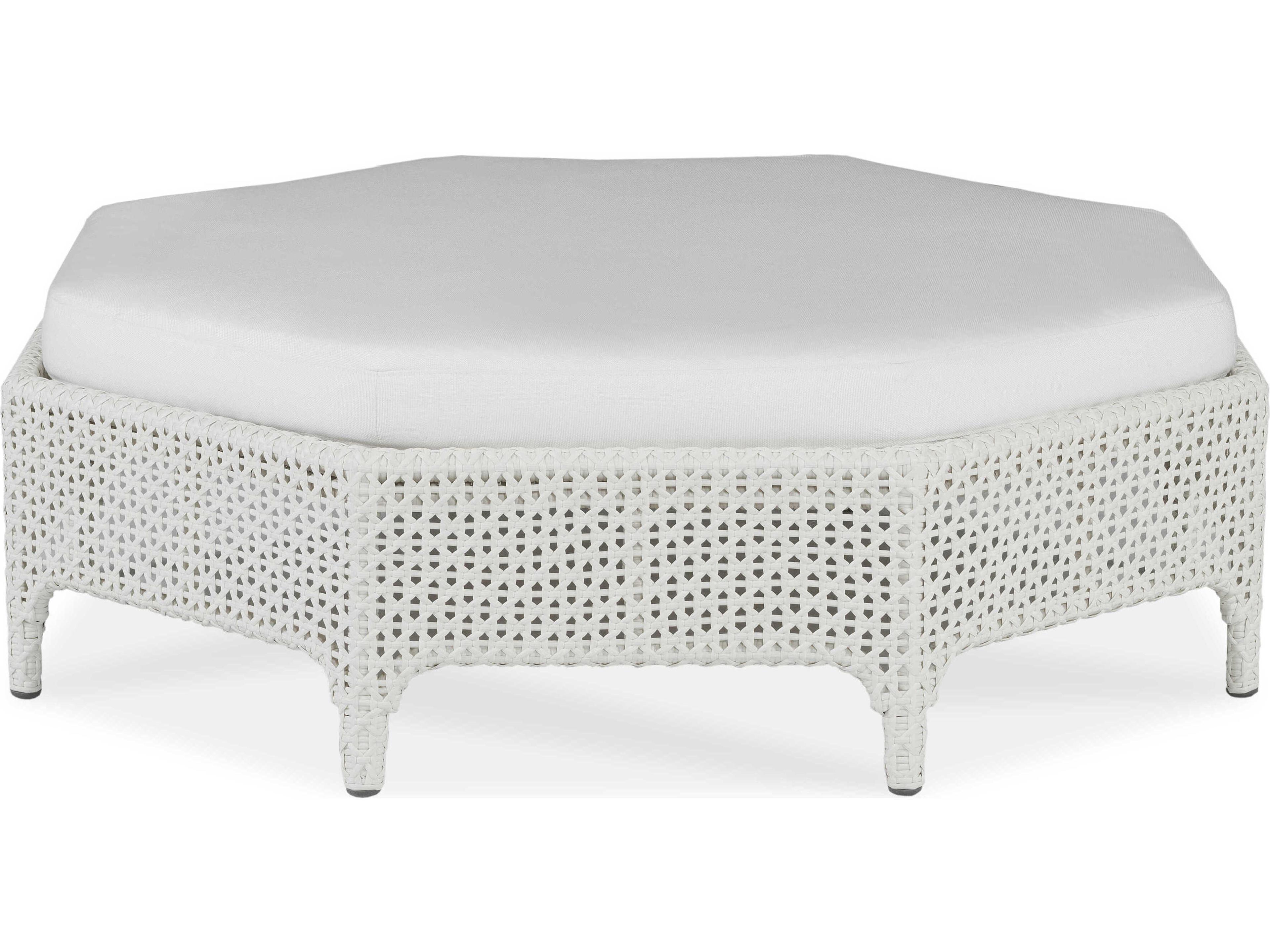 Century Outdoor Tangier Chalk White Wicker Cushion Ottoman