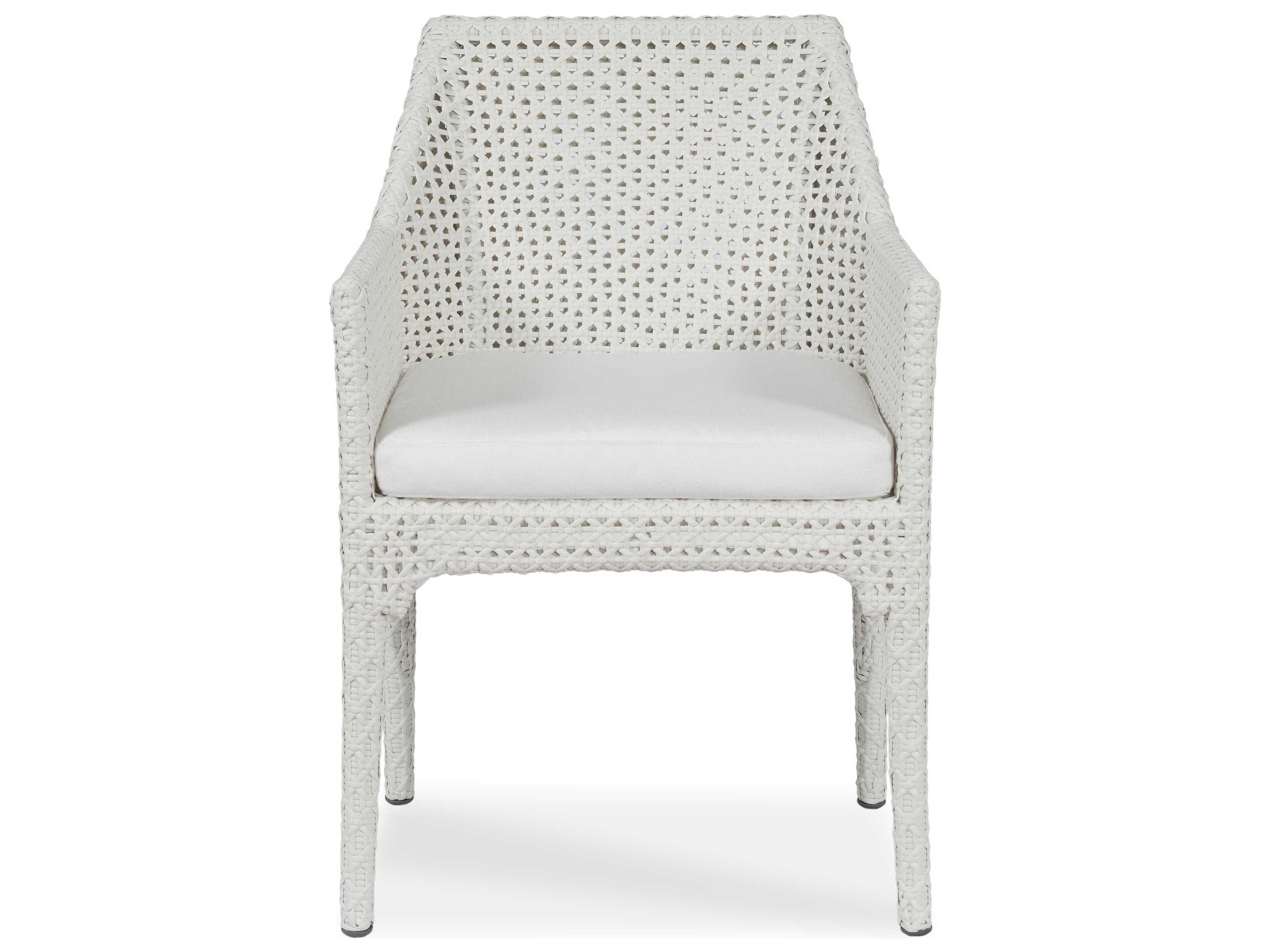 Century Outdoor Tangier Chalk White Wicker Cushion Dining Chair