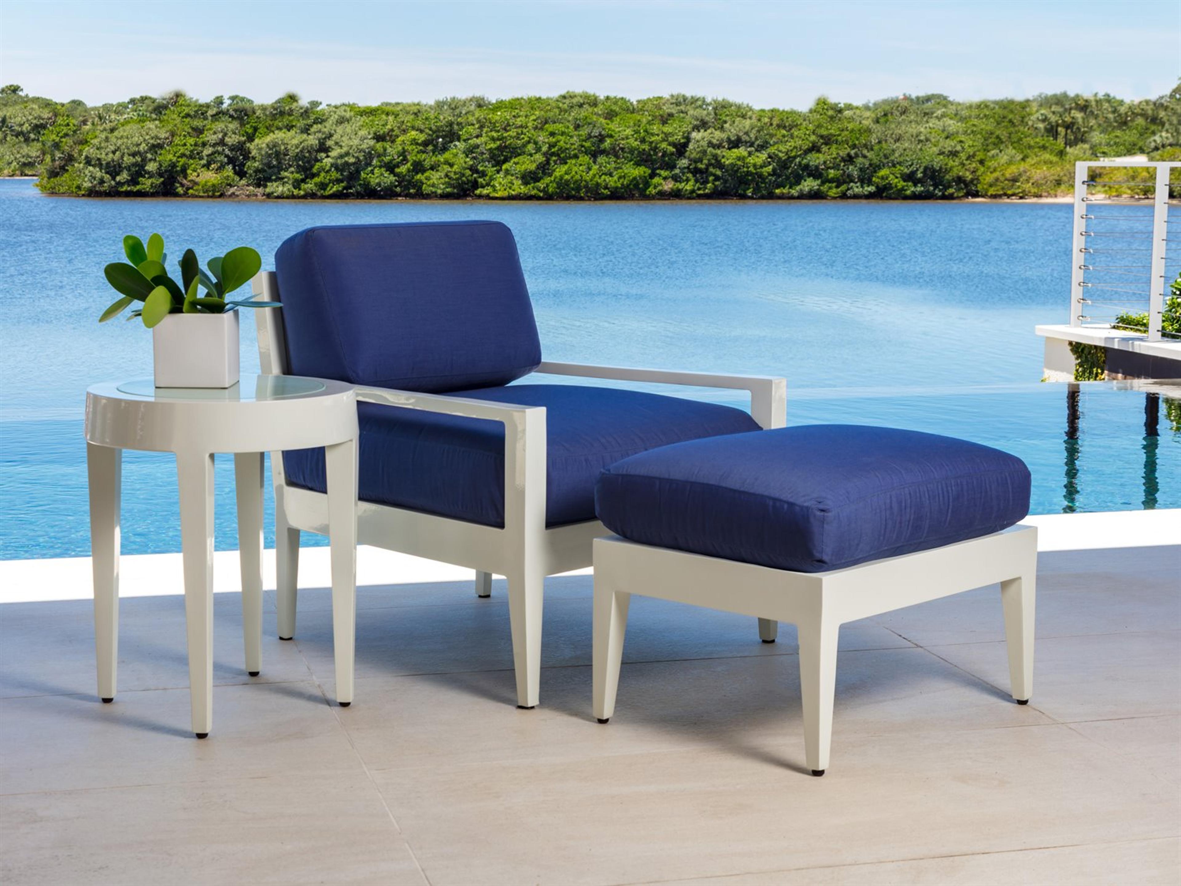 Century Outdoor Allison Paladino Sail Aluminum Round Tempered Glass End Table