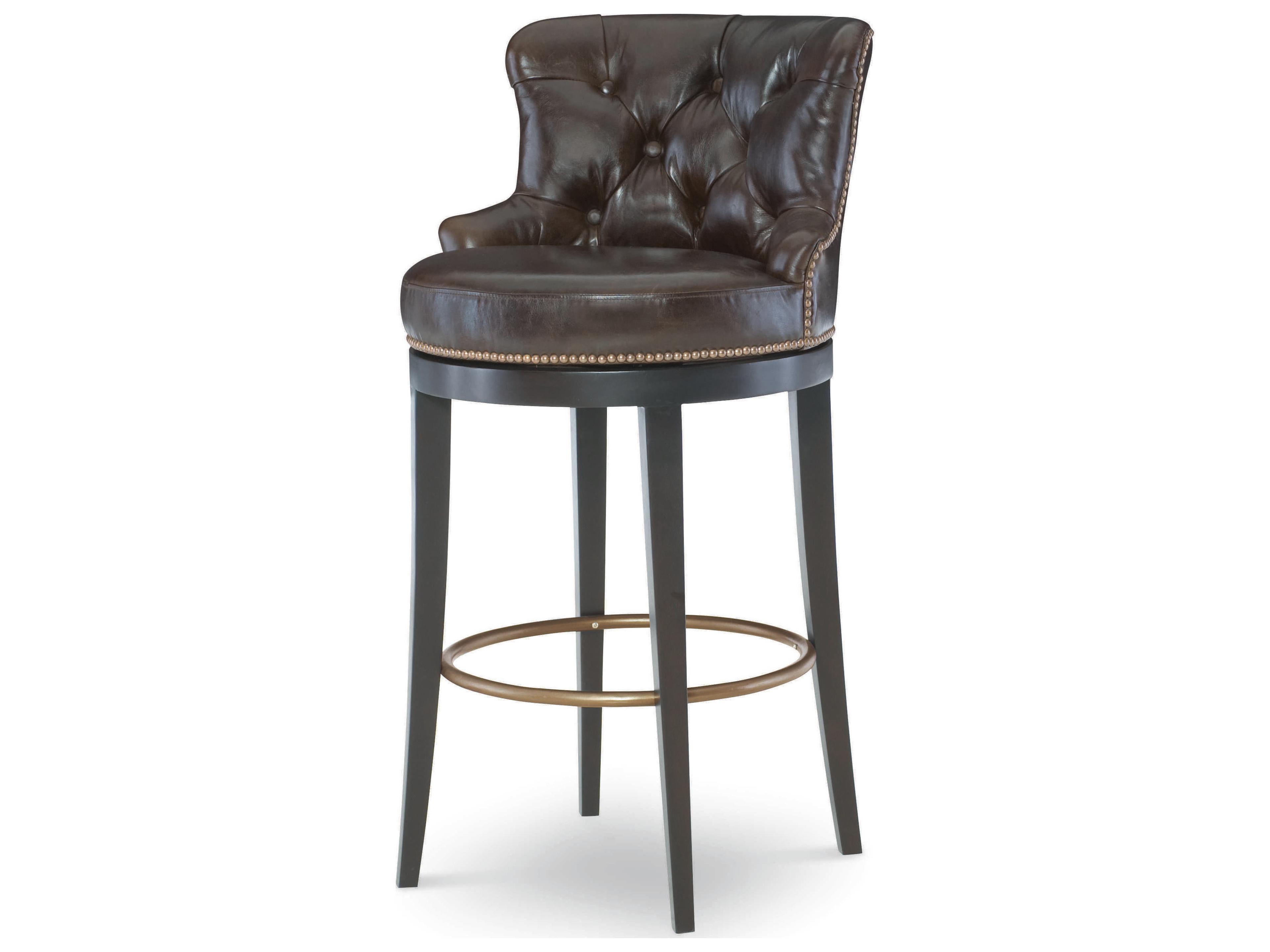 Trading Company Leather Swivel Upholstered Hardwood Sumatra Coffee Bean Bar Stool