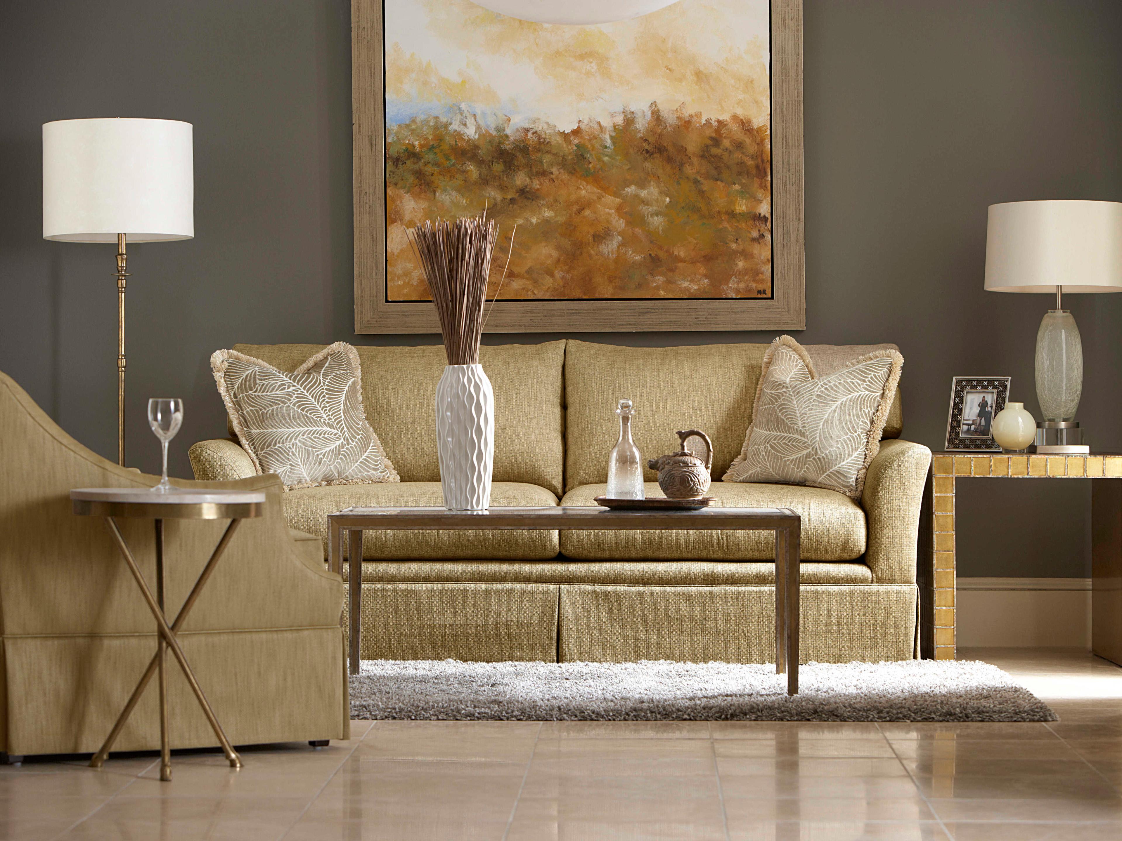 Century Furniture Grand Tour Round Shagreen Bronze Faux Leather End Table