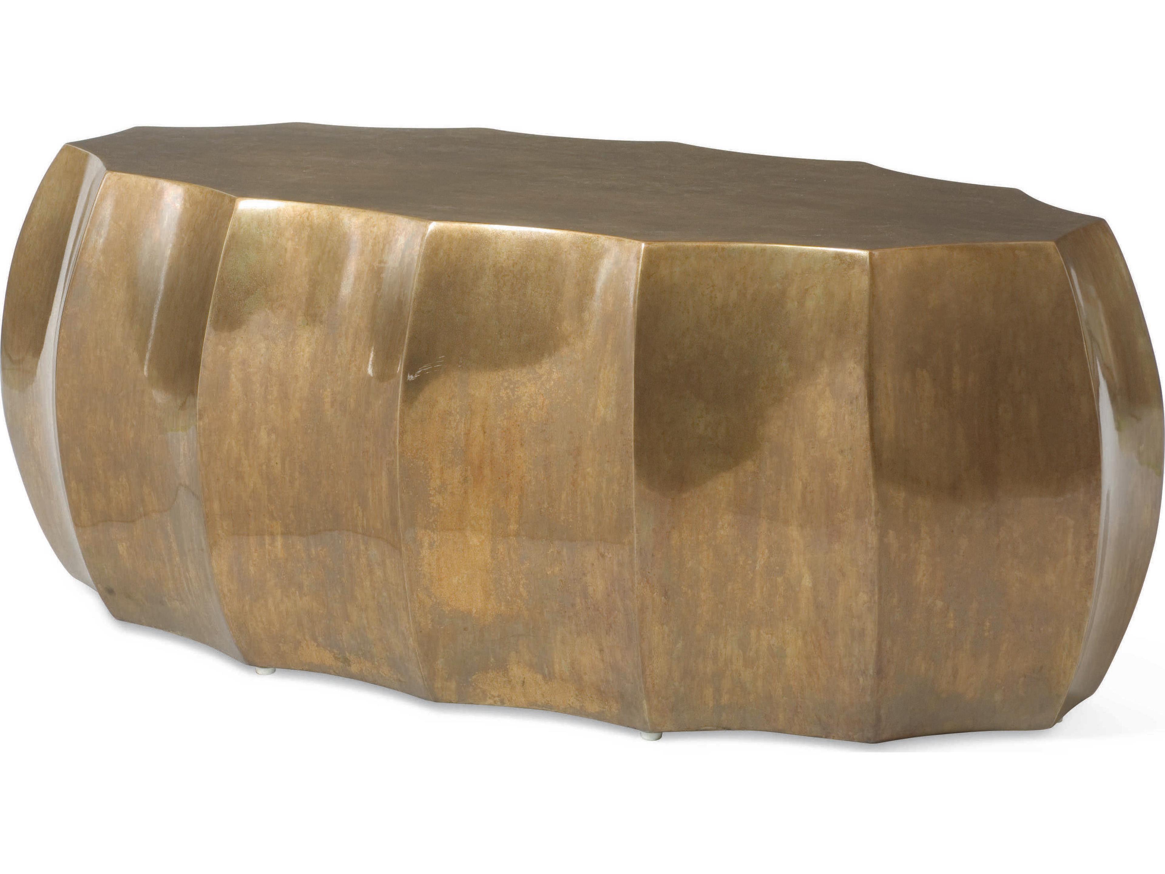 Grand Tour Oval Metal Antique Brass Coffee Table