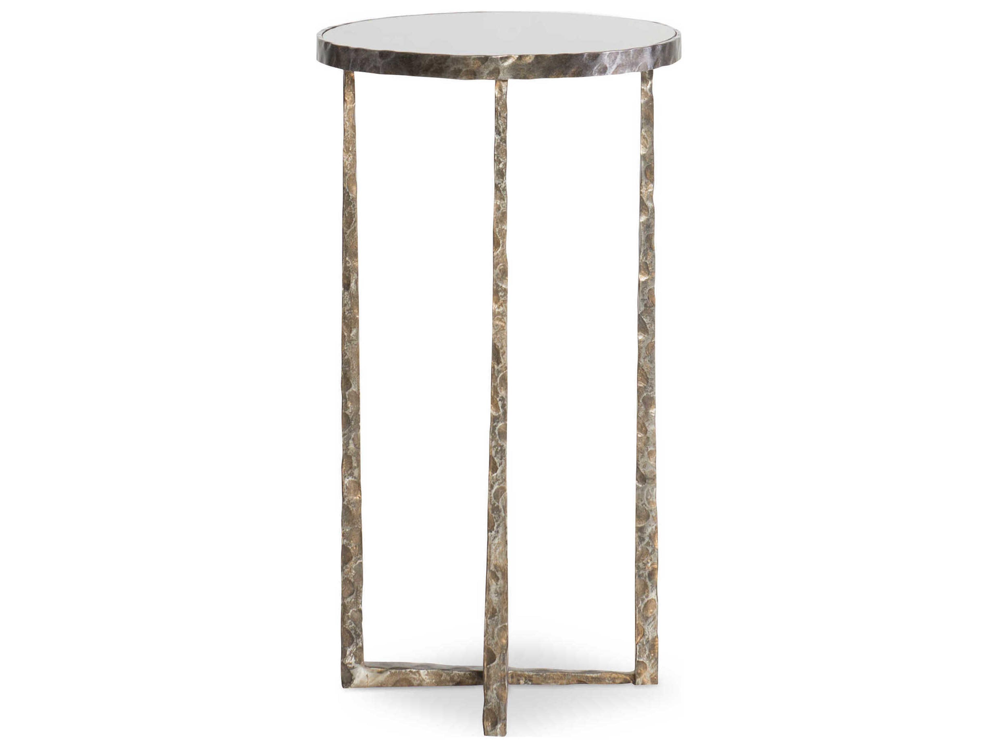 Grand Tour Round Glass Antique Bronze End Table