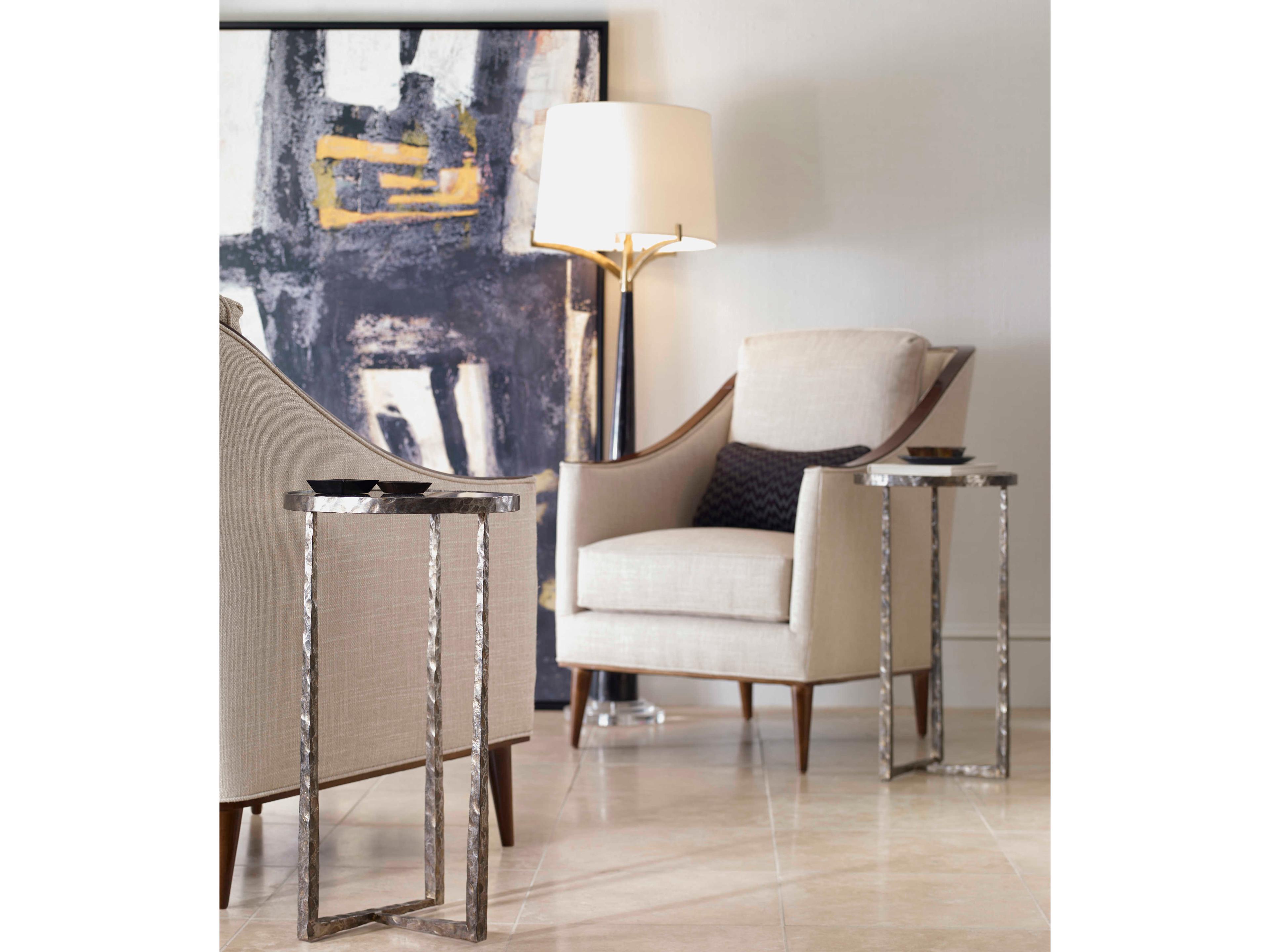 Century Furniture Grand Tour Round Glass Antique Bronze End Table