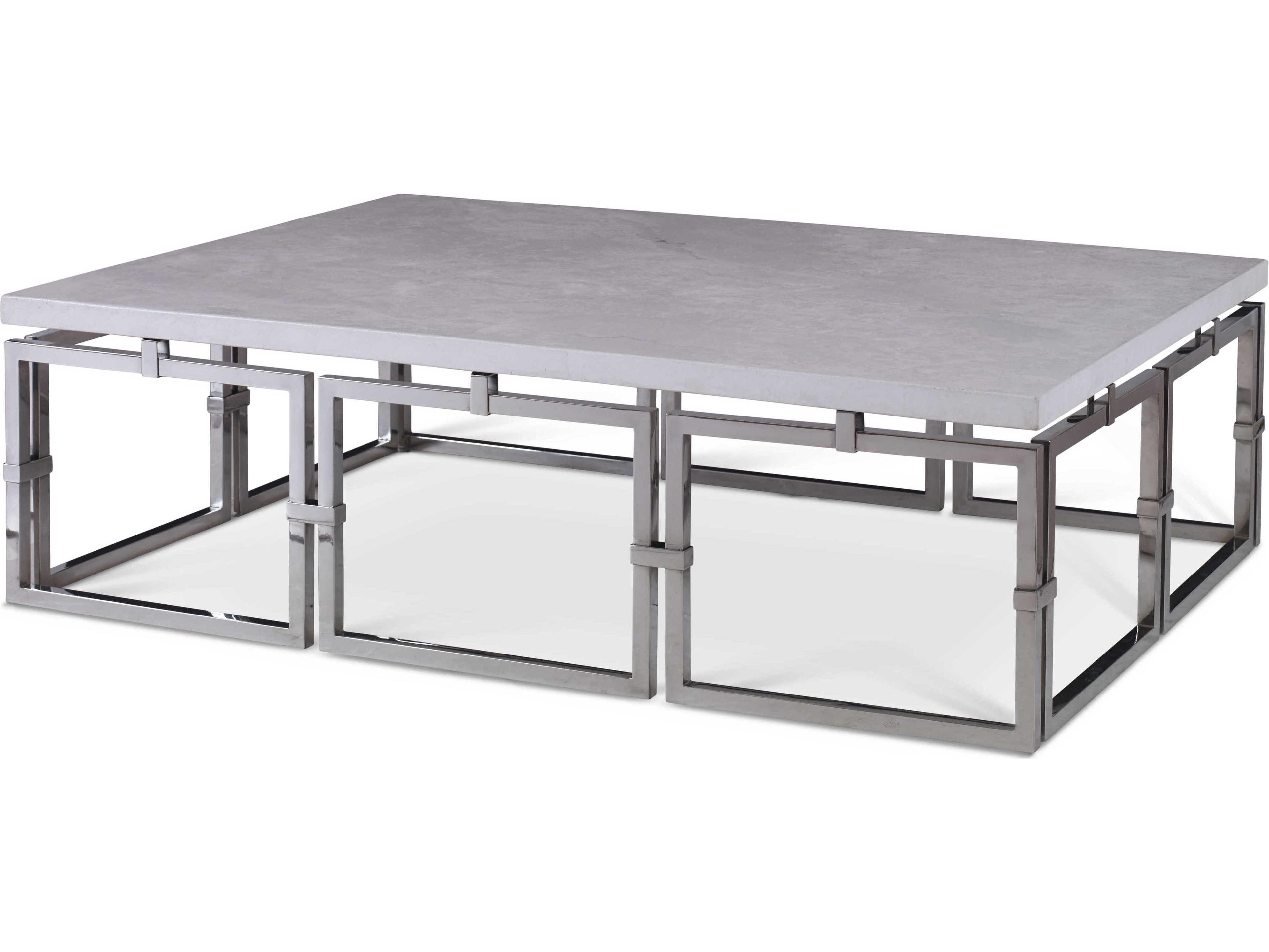 Century Furniture Grand Tour Rectangular Stone Stainless Steel Coffee Table