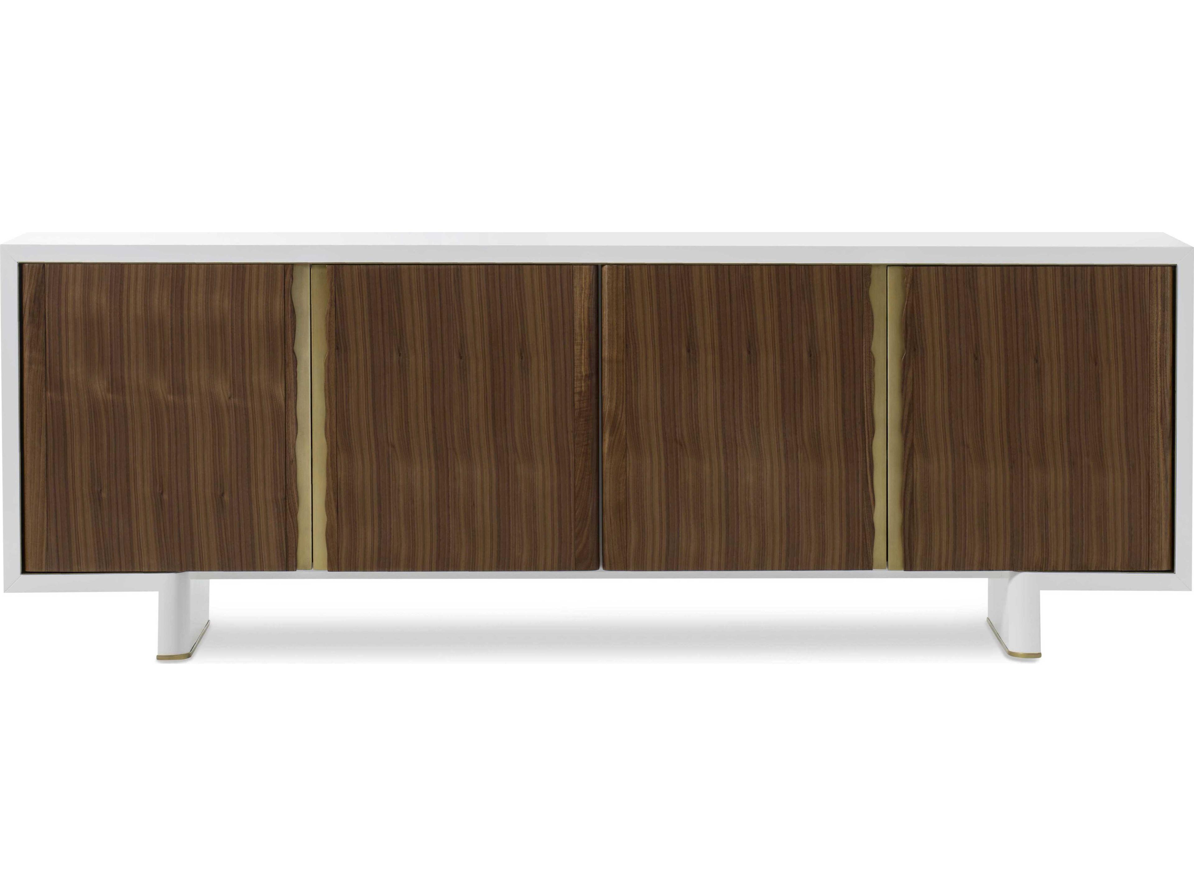 Century Furniture Grand Tour 95" White Lacquer With Brass Credenza Sideboard