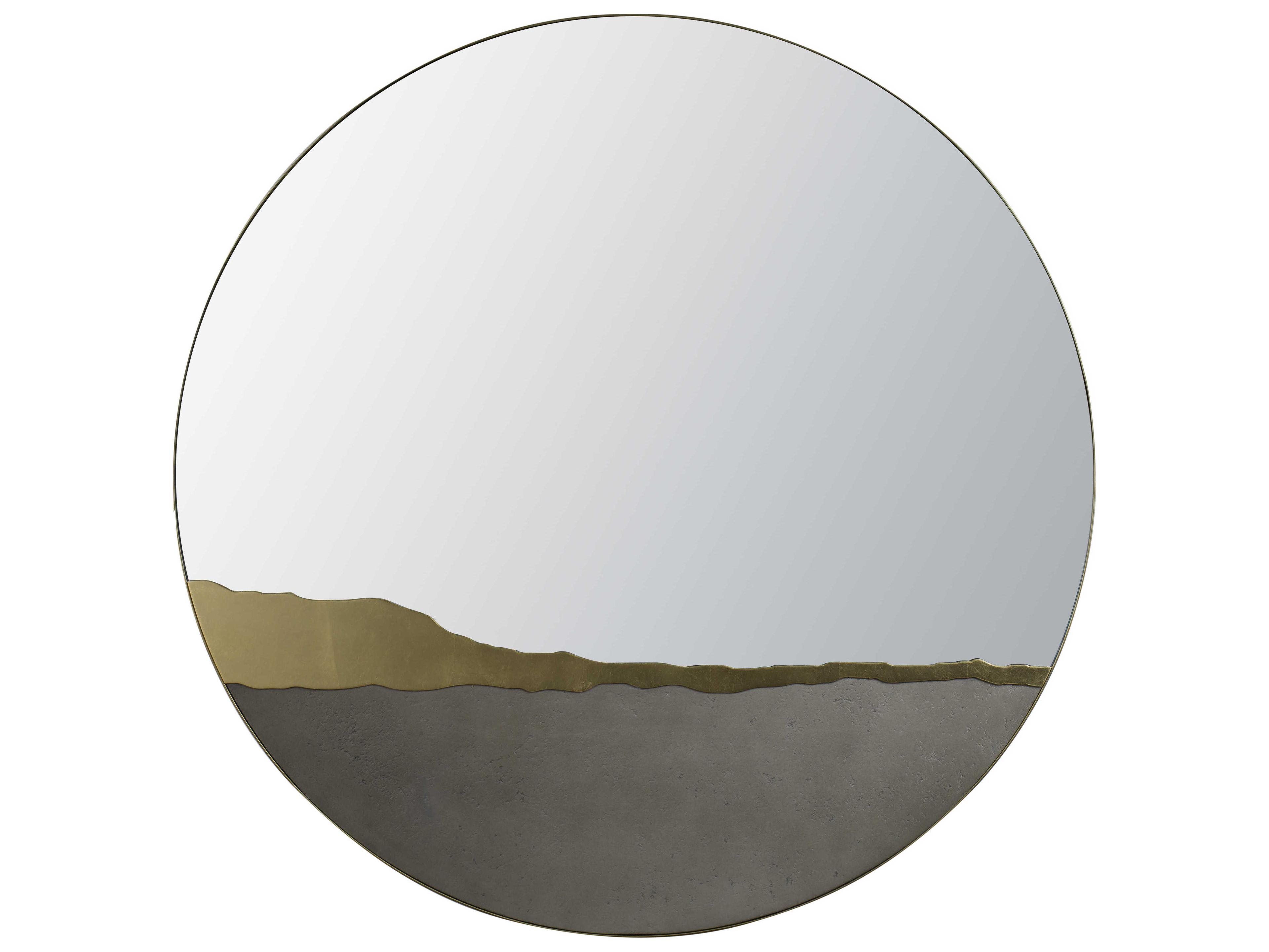 Grand Tour Gold Leaf & Concrete Round Kintsugi Wall Mirror