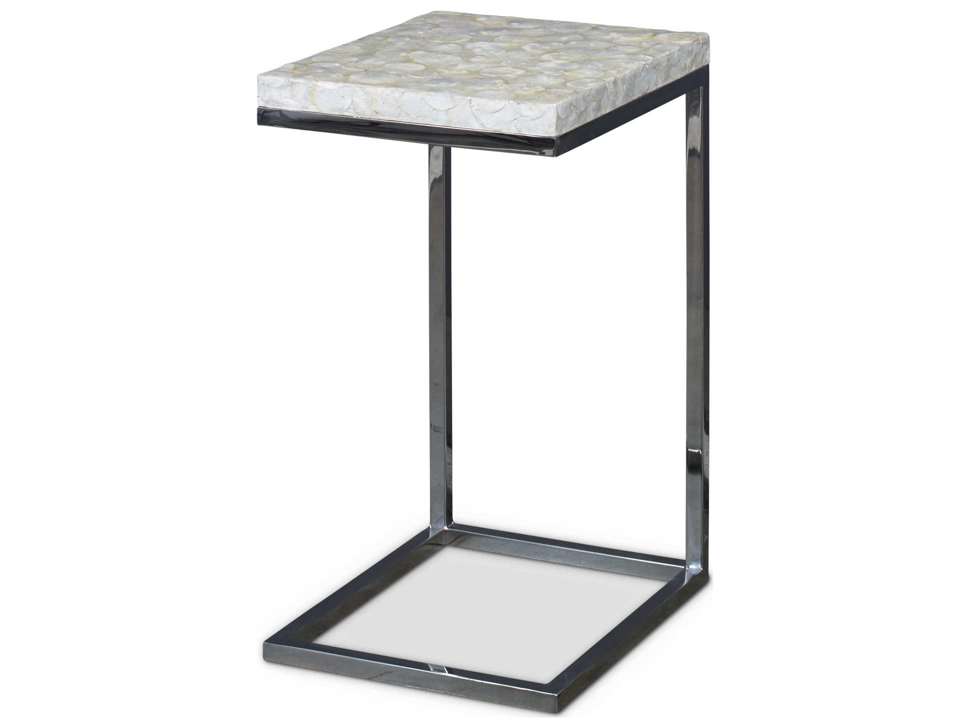 Century Furniture Grand Tour Rectangular Polished Nickel With Capiz Shell End Table