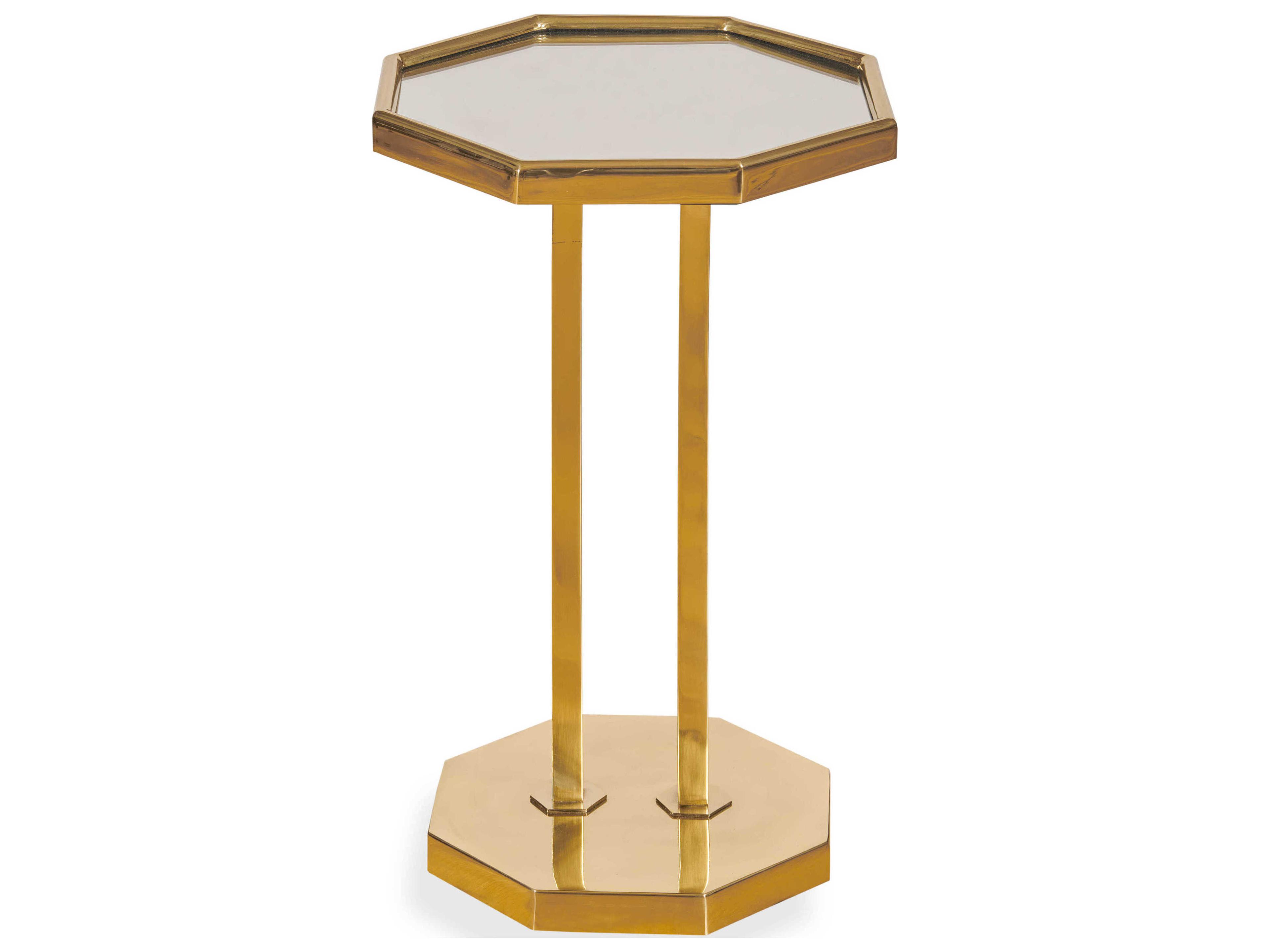 Grand Tour Octagon Mirror Brass End Table