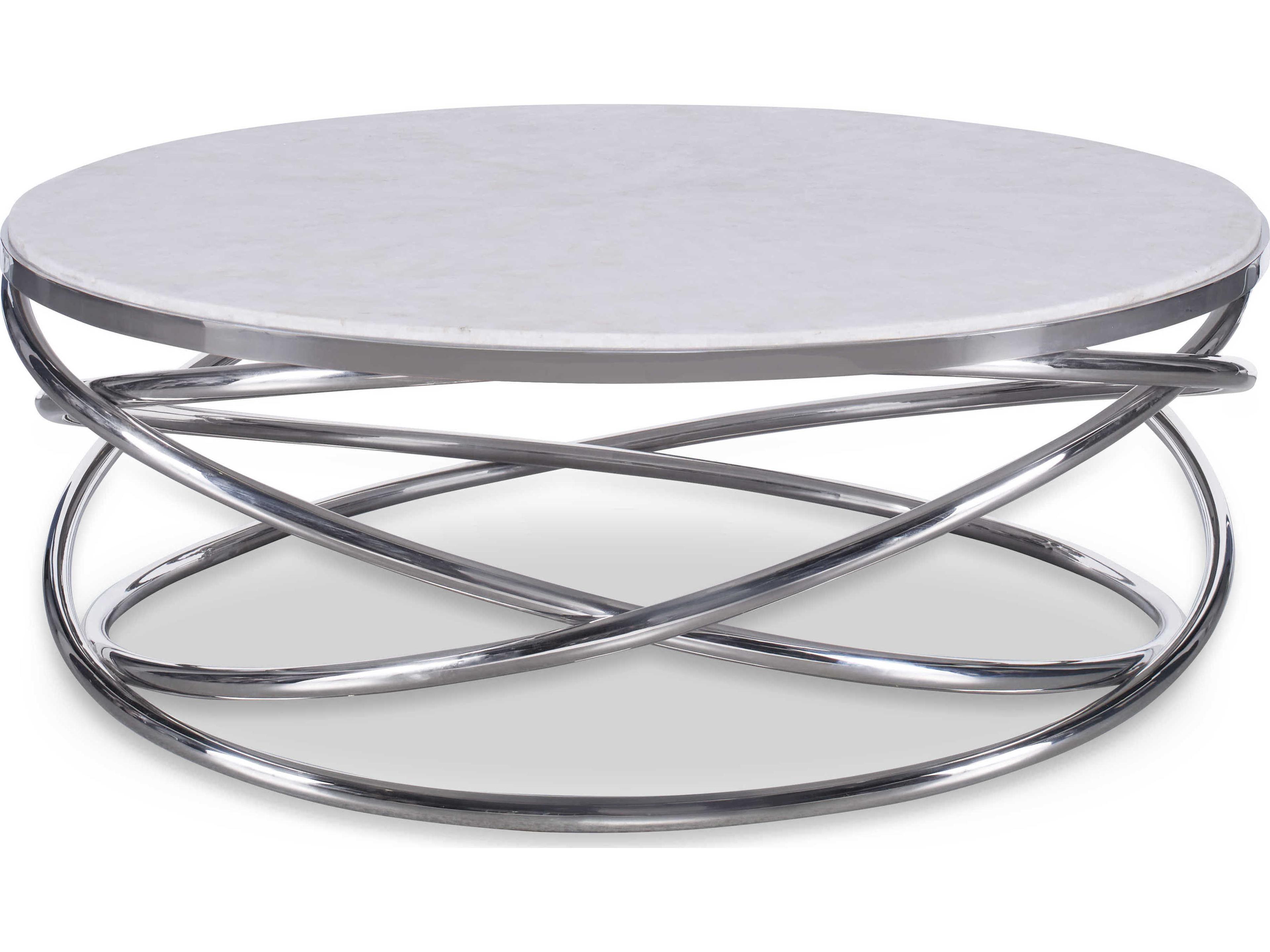 Century Furniture Grand Tour Round Crystal Stone Polished Nickel Coffee Table