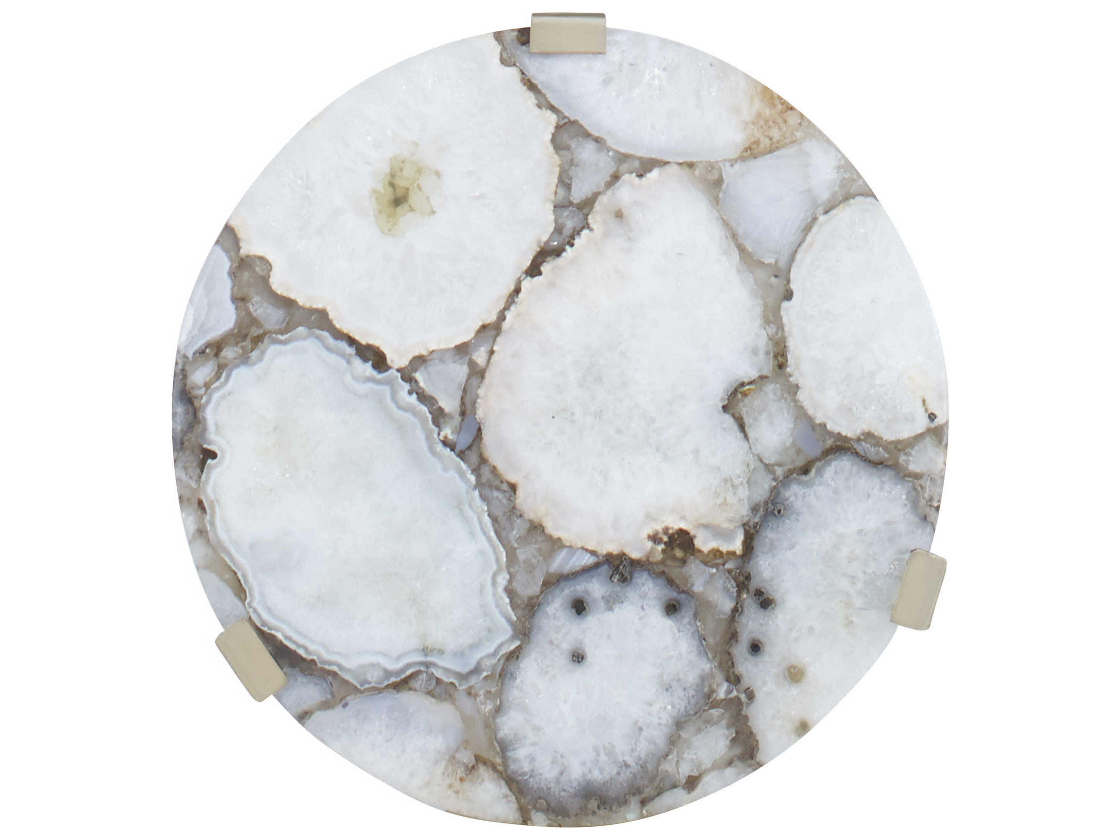 Century Furniture Grand Tour Round Agate Stone Brushed Brass End Table