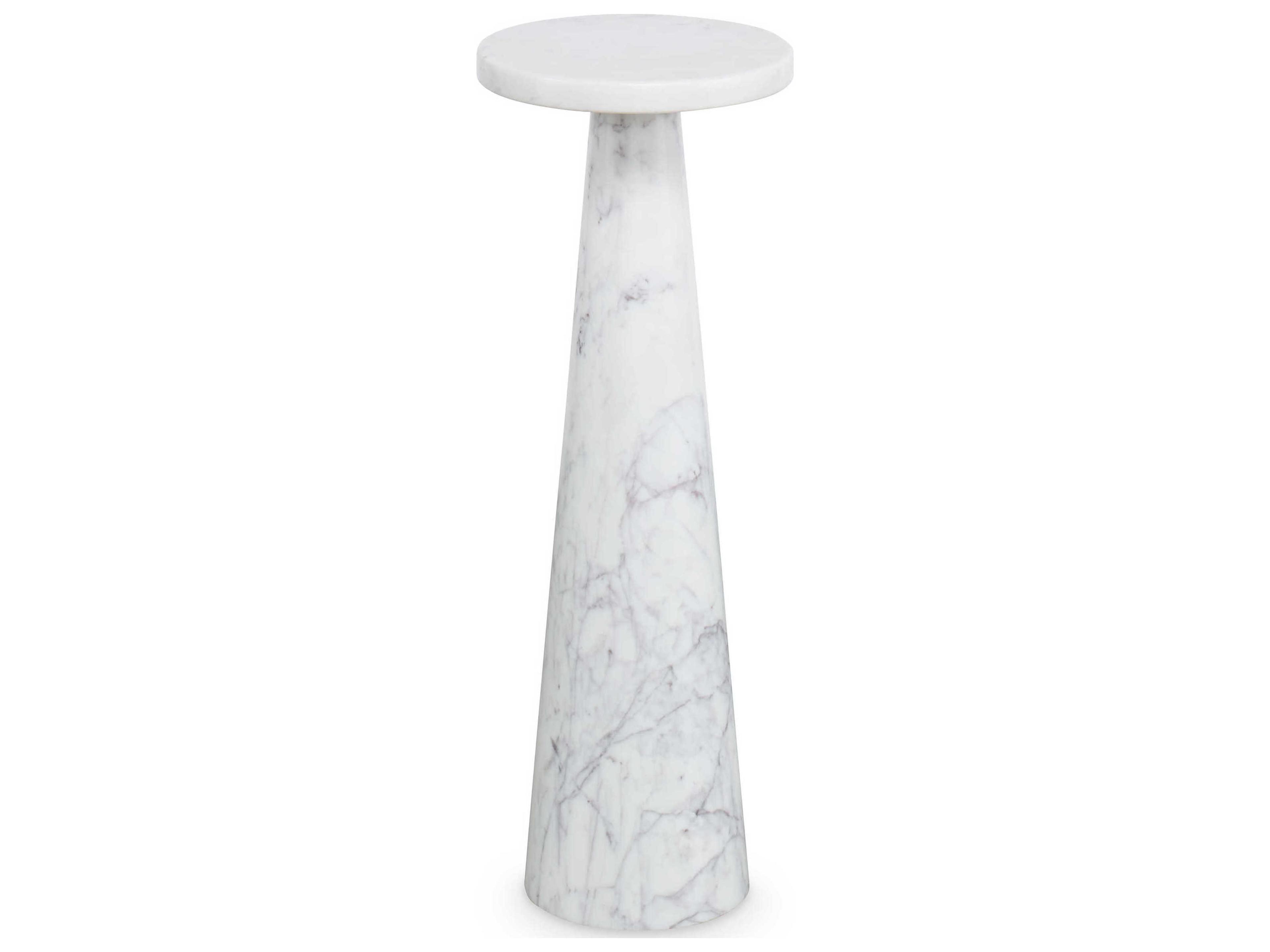 Century Furniture Grand Tour 8" Round White Grey Marble End Table