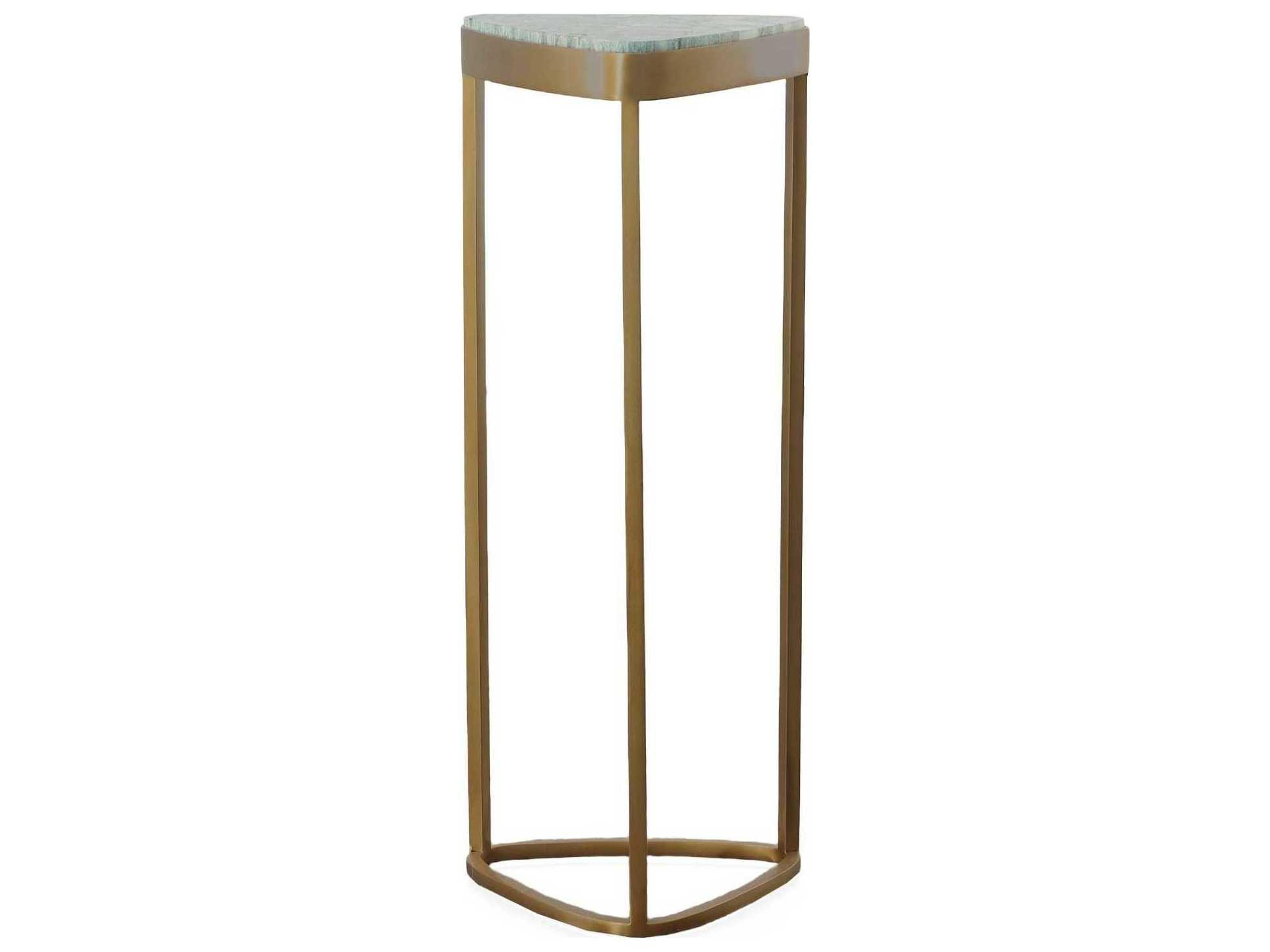 Grand Tour 9" Stone Green Satin Brass End Table