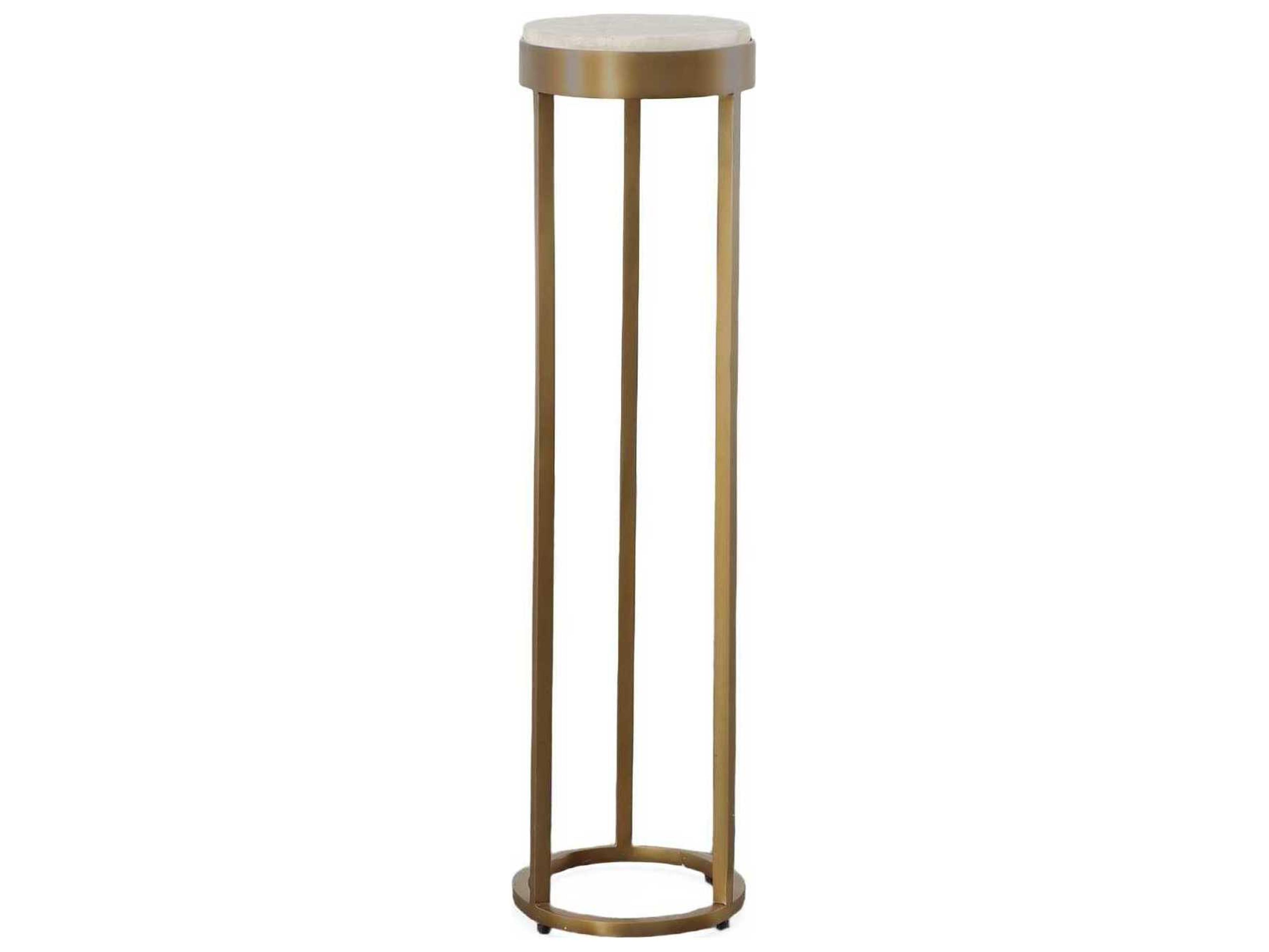 Century Furniture Grand Tour 9" Oval Stone White Rock Crystel Satin Brass End Table