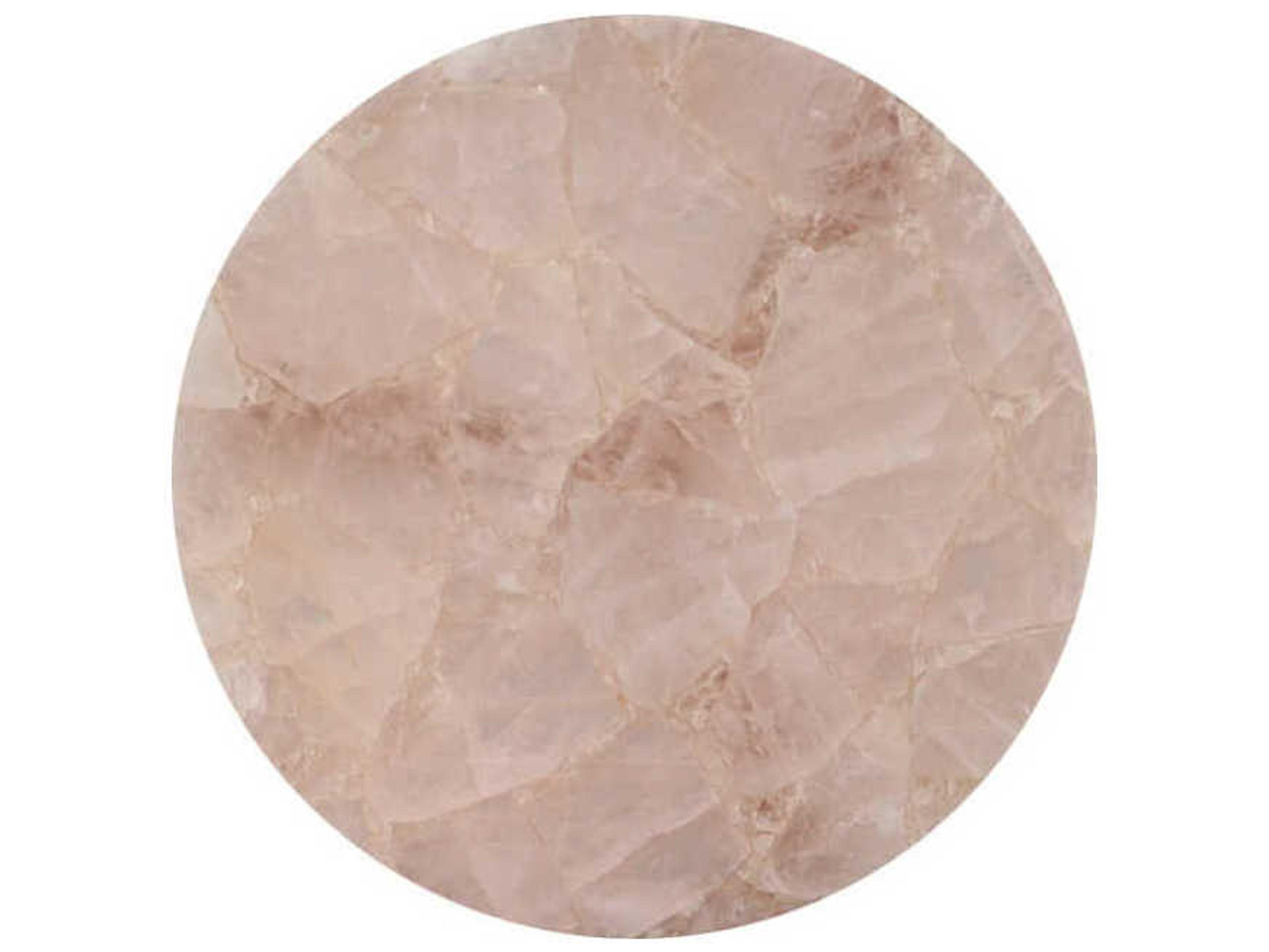 Century Furniture Grand Tour 9" Round Rose Quartz Stone Satin Brass End Table