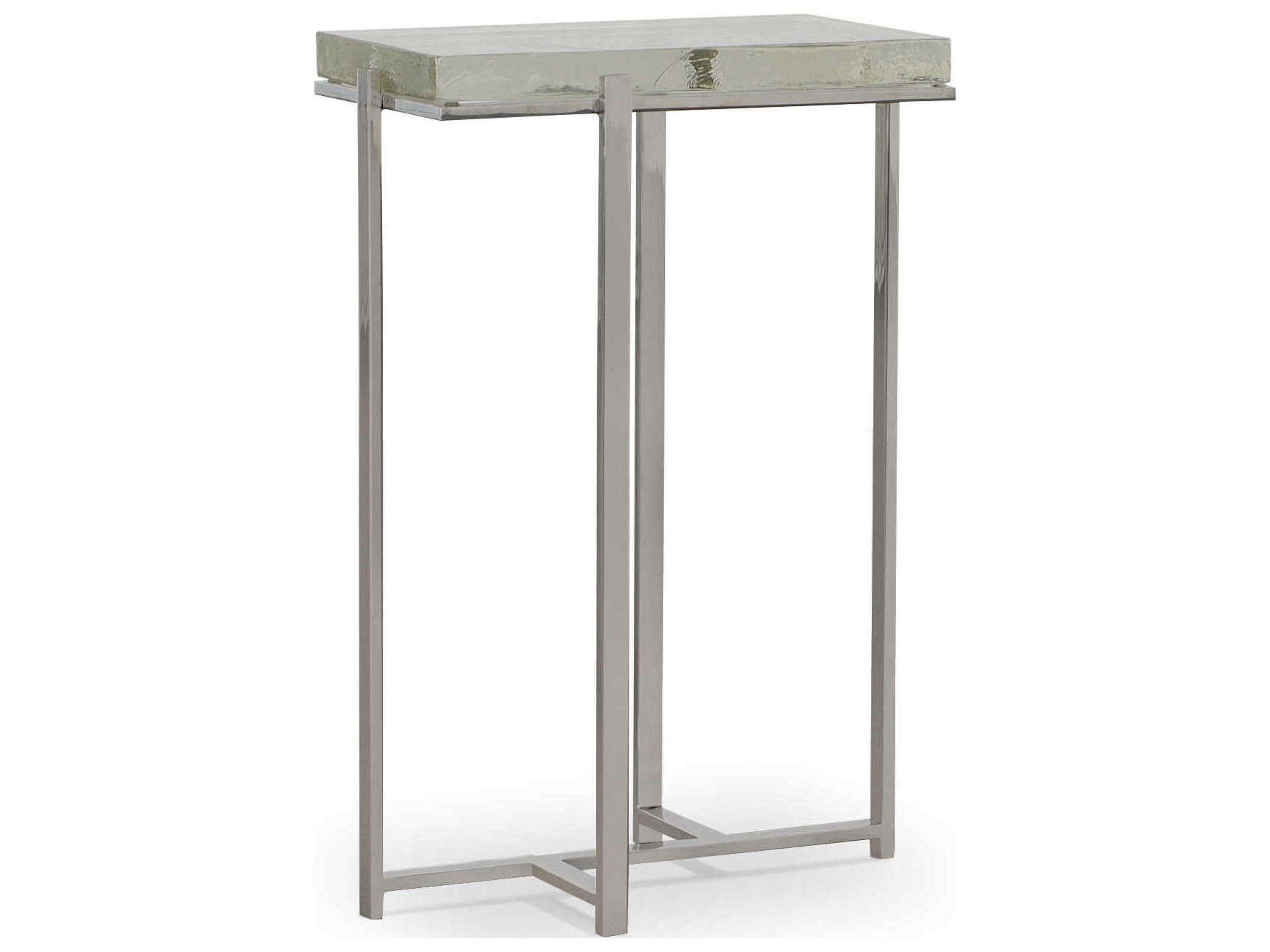 Grand Tour Rectangular Glass Polished Nickel End Table