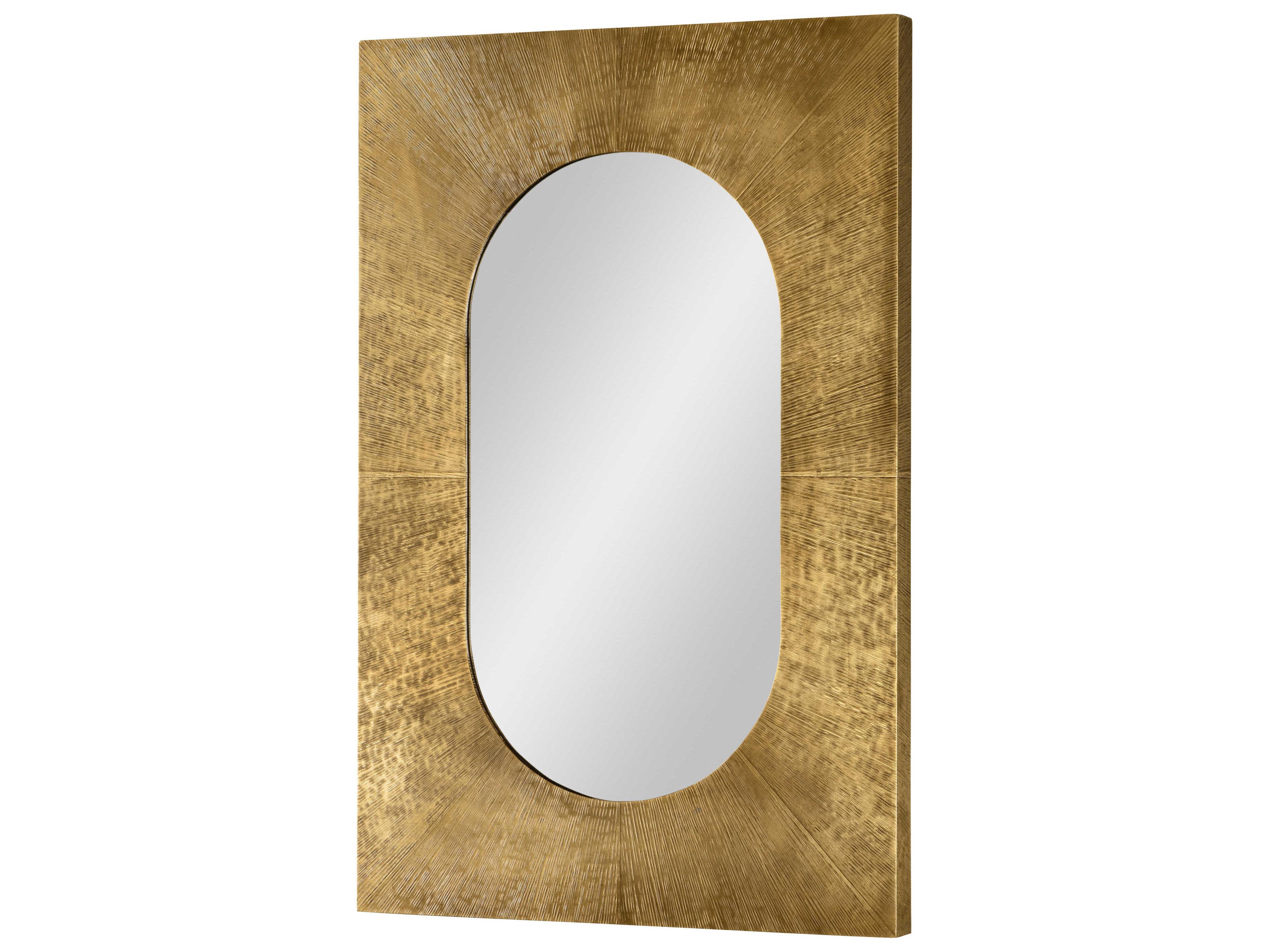 Grand Tour Brass Rectangular Shae Wall Mirror