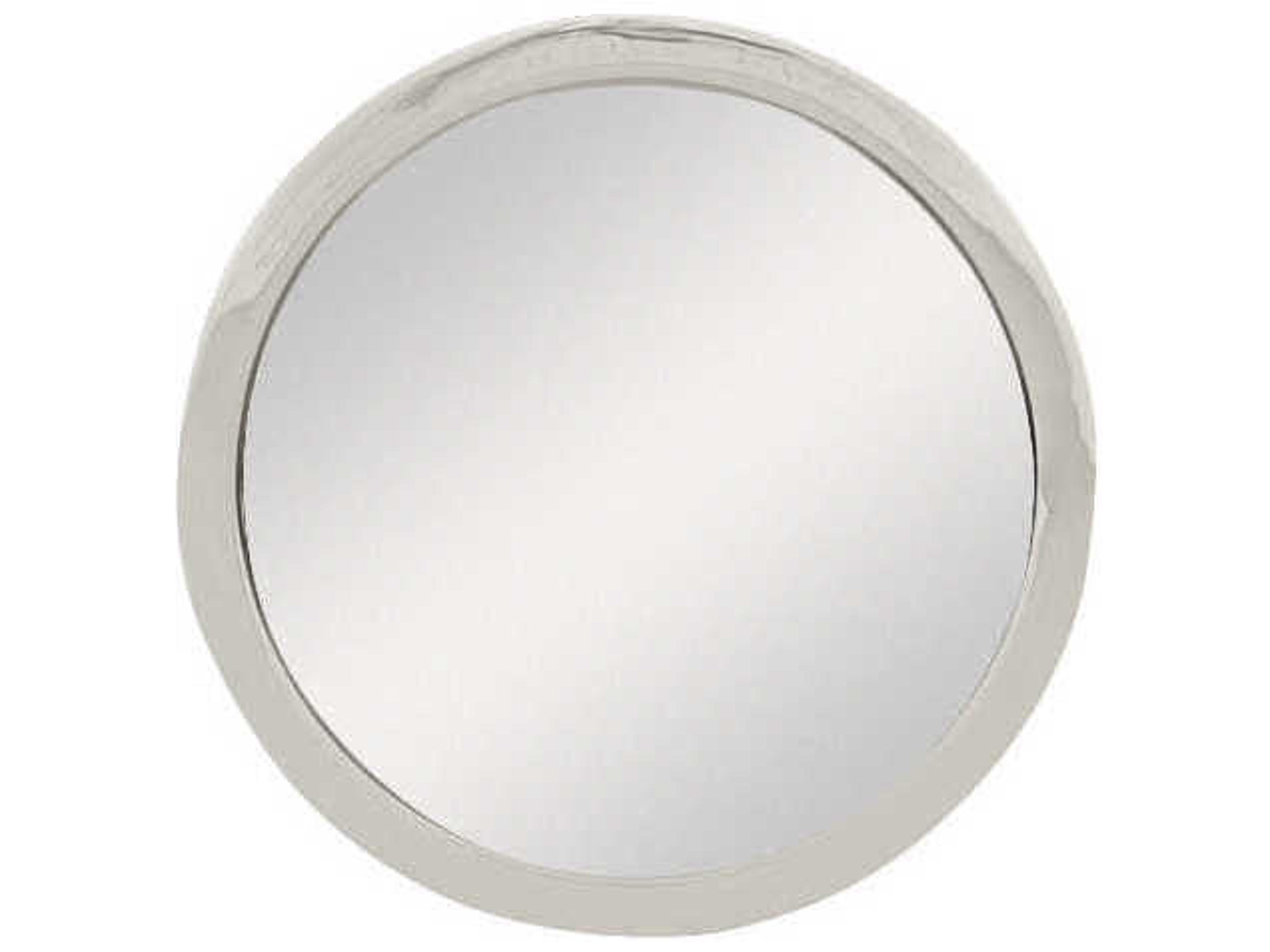 Century Furniture Grand Tour 9" Round Mirror White Grey Marble Polished Nickel End Table