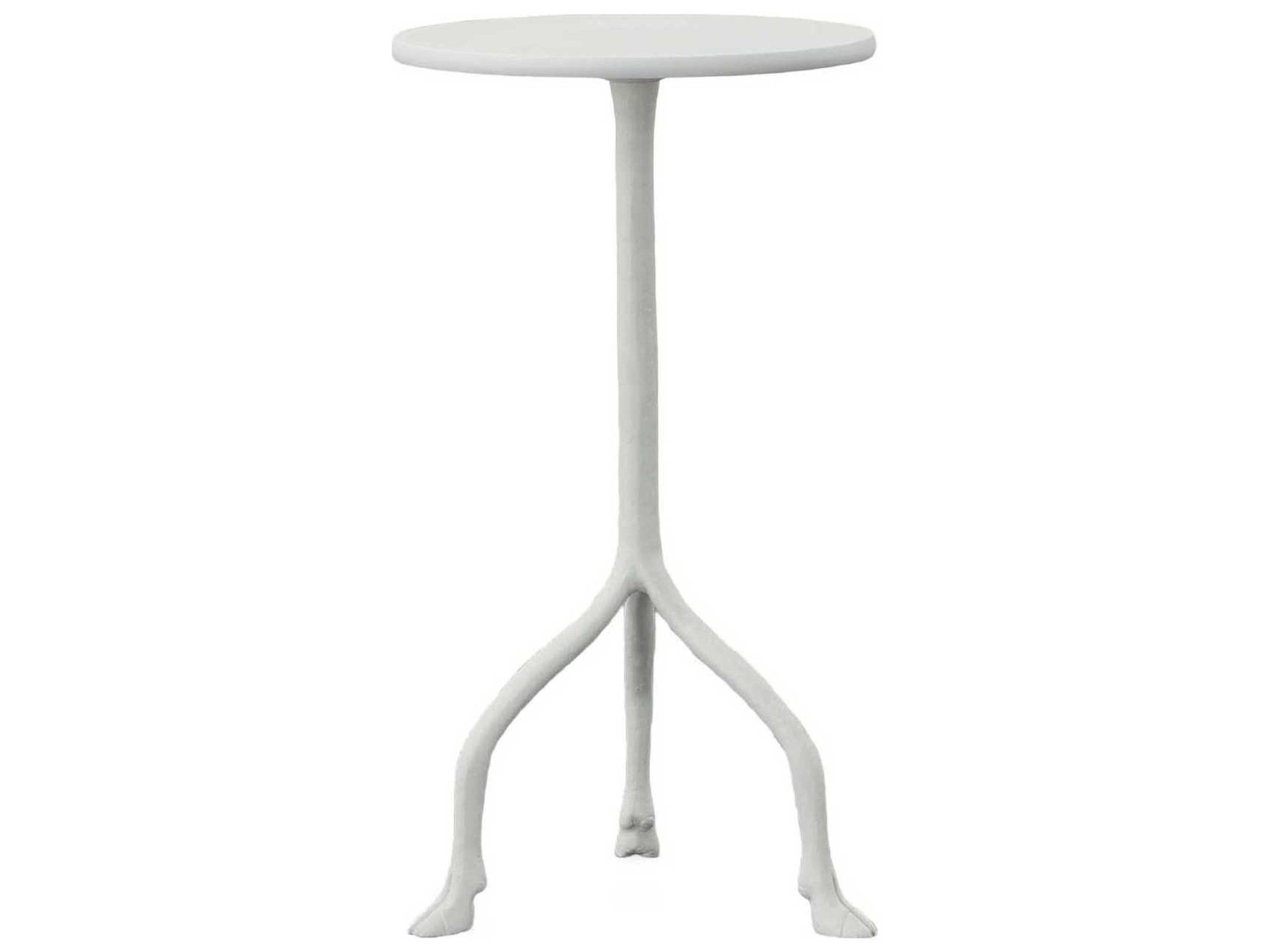 Grand Tour Round Metal White End Table