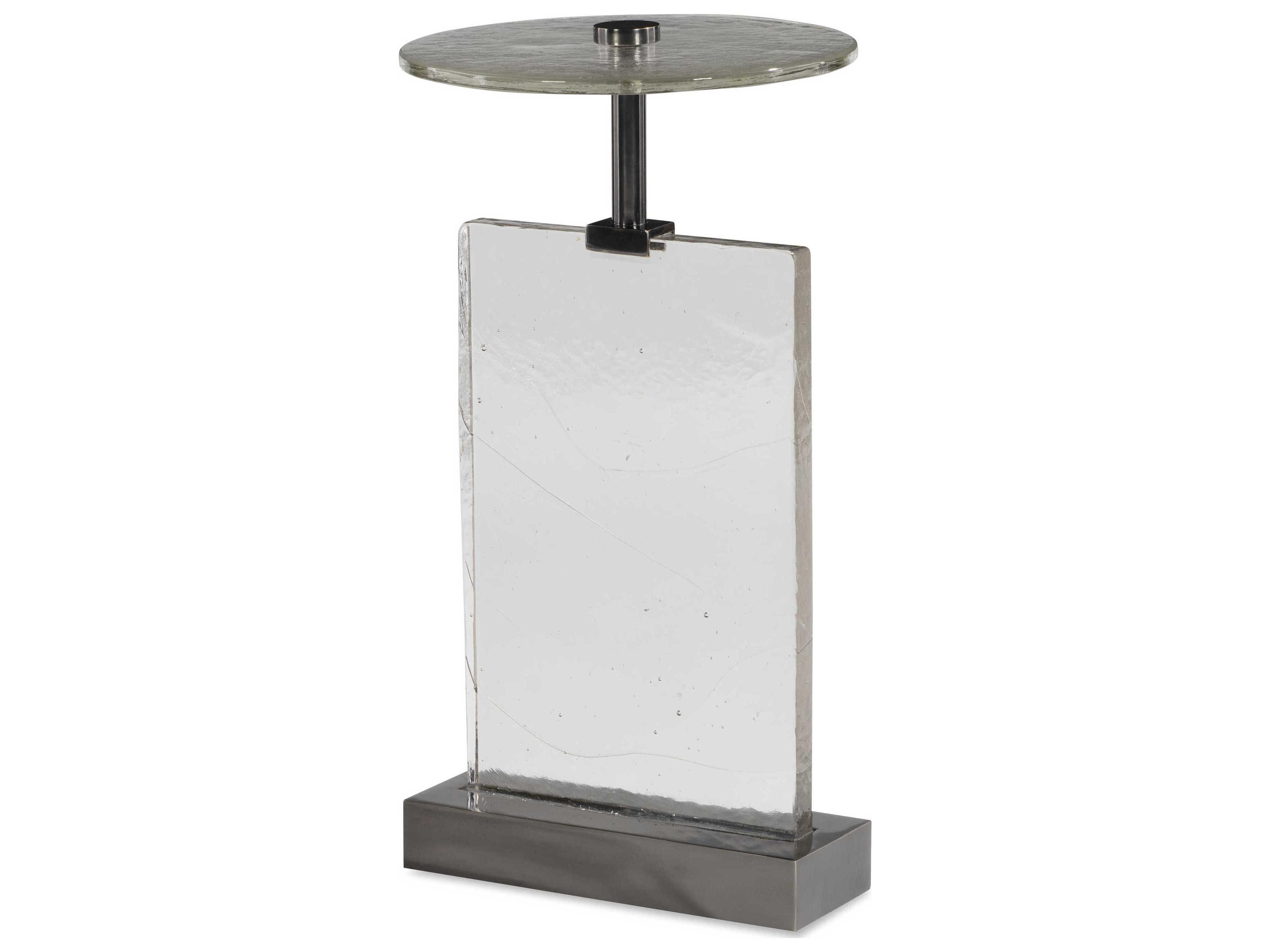 Century Furniture Grand Tour Vetro Round Glass Pewter End Table