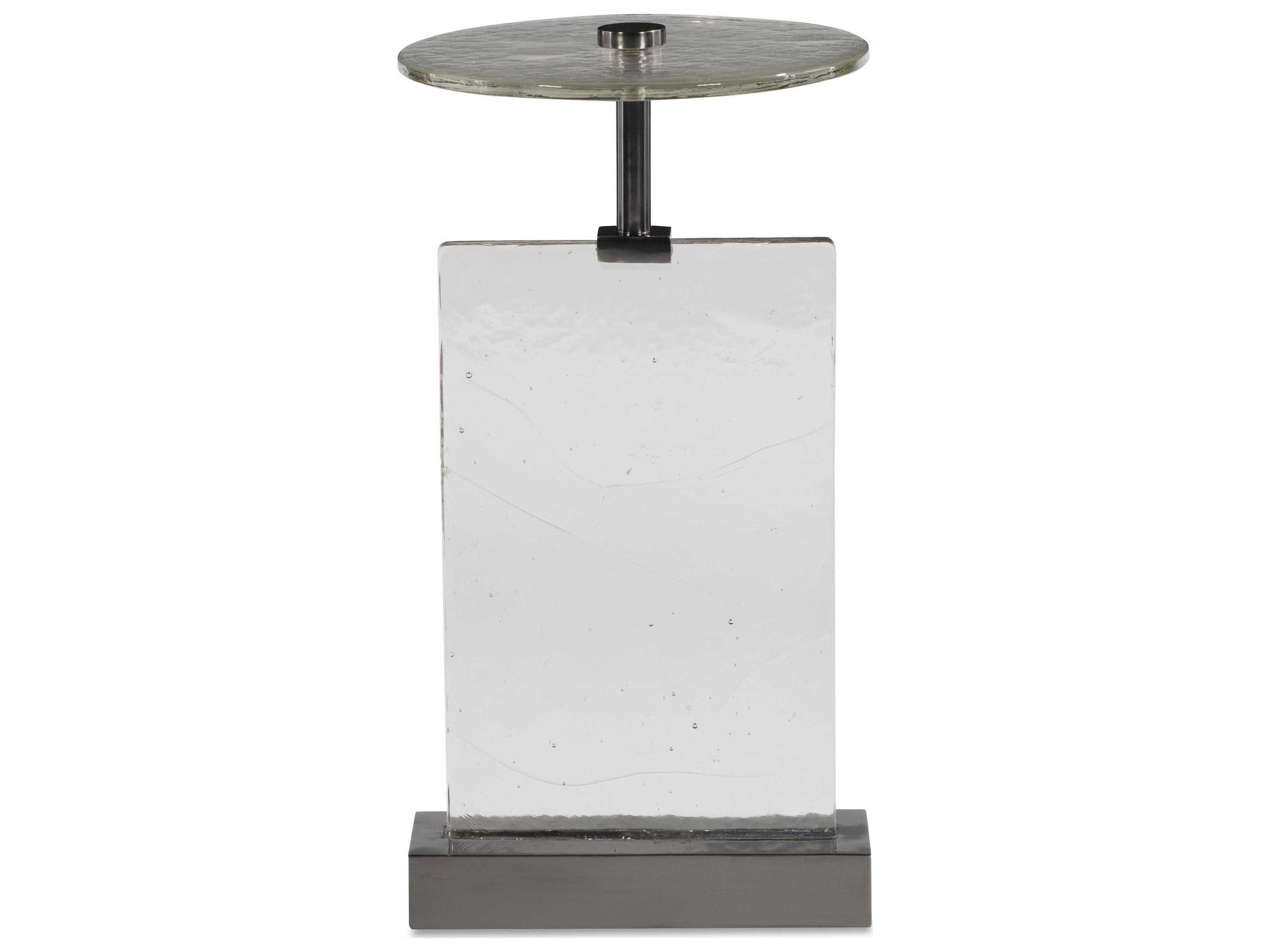 Century Furniture Grand Tour Vetro Round Glass Pewter End Table