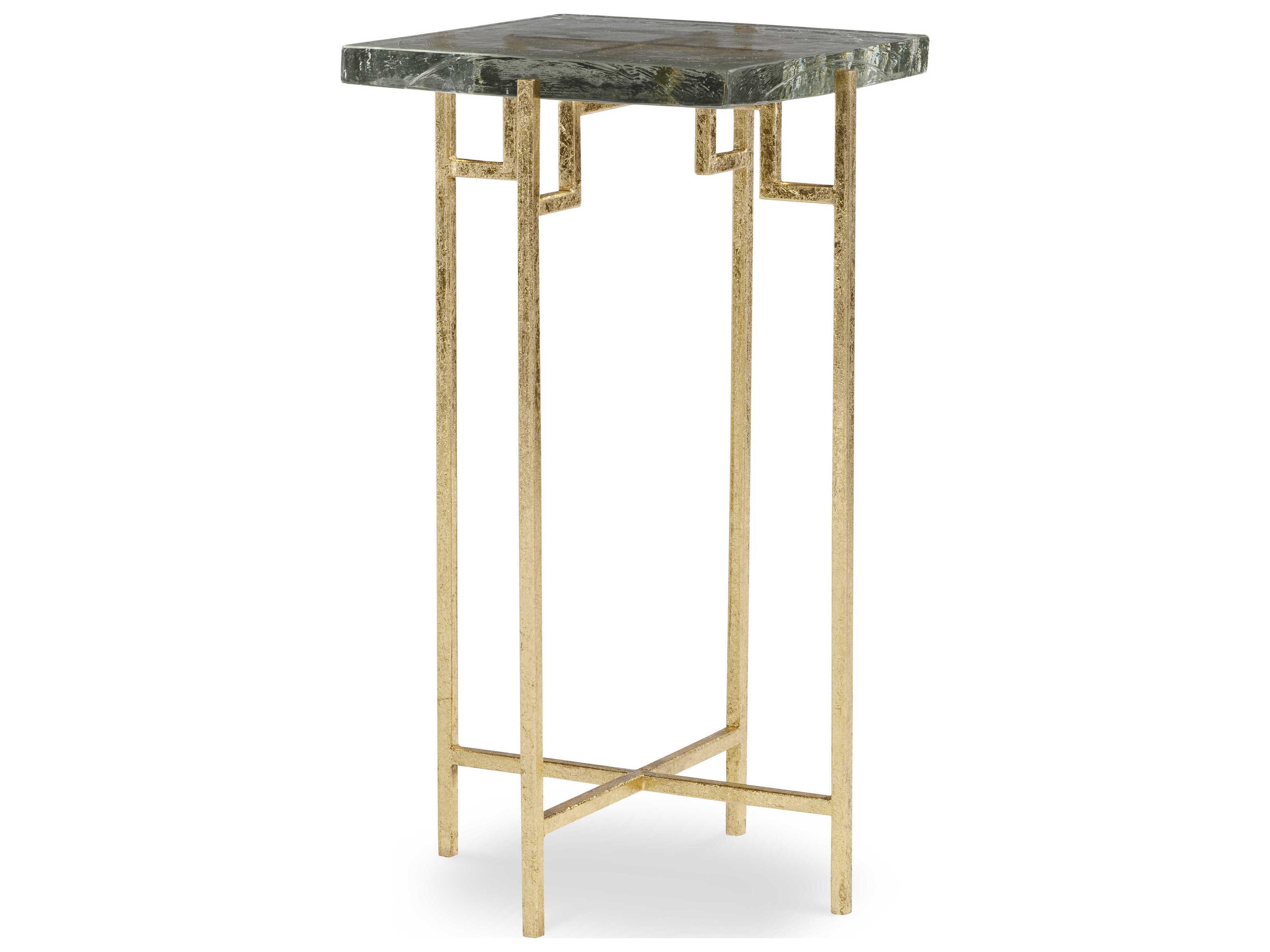 Century Furniture Grand Tour Ogden-I Square Glass Gold Leaf End Table