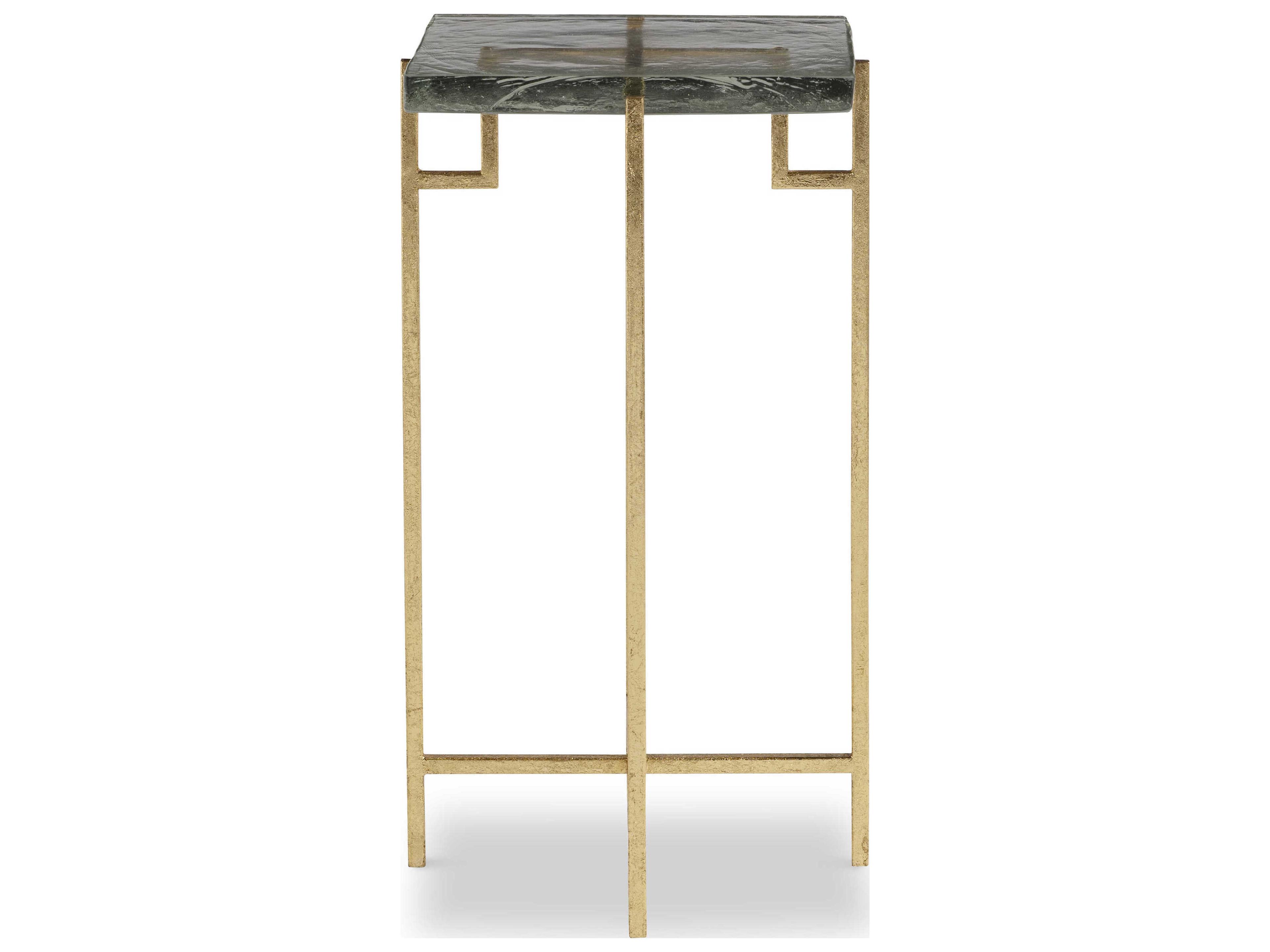 Century Furniture Grand Tour Ogden-I Square Glass Gold Leaf End Table
