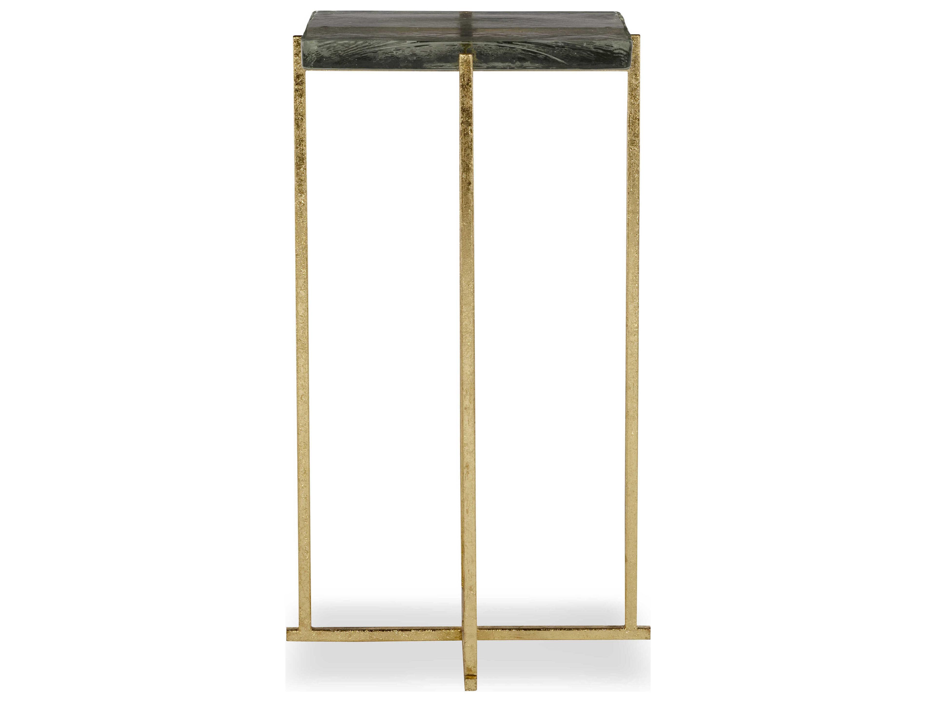 Century Furniture Grand Tour Ogden-II Square Glass Gold Leaf End Table