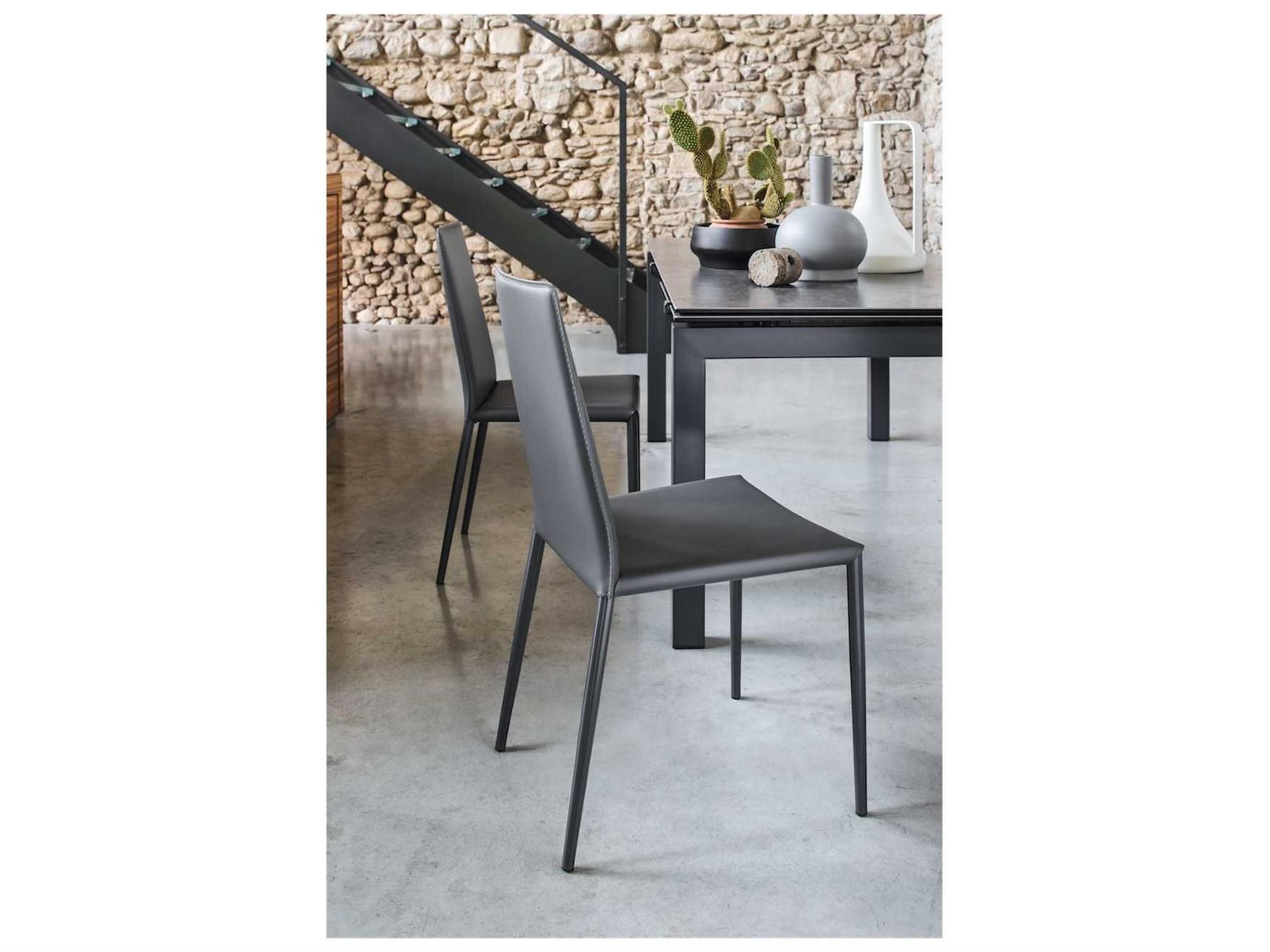 Connubia Boheme Black Faux Leather Armless Dining Chair