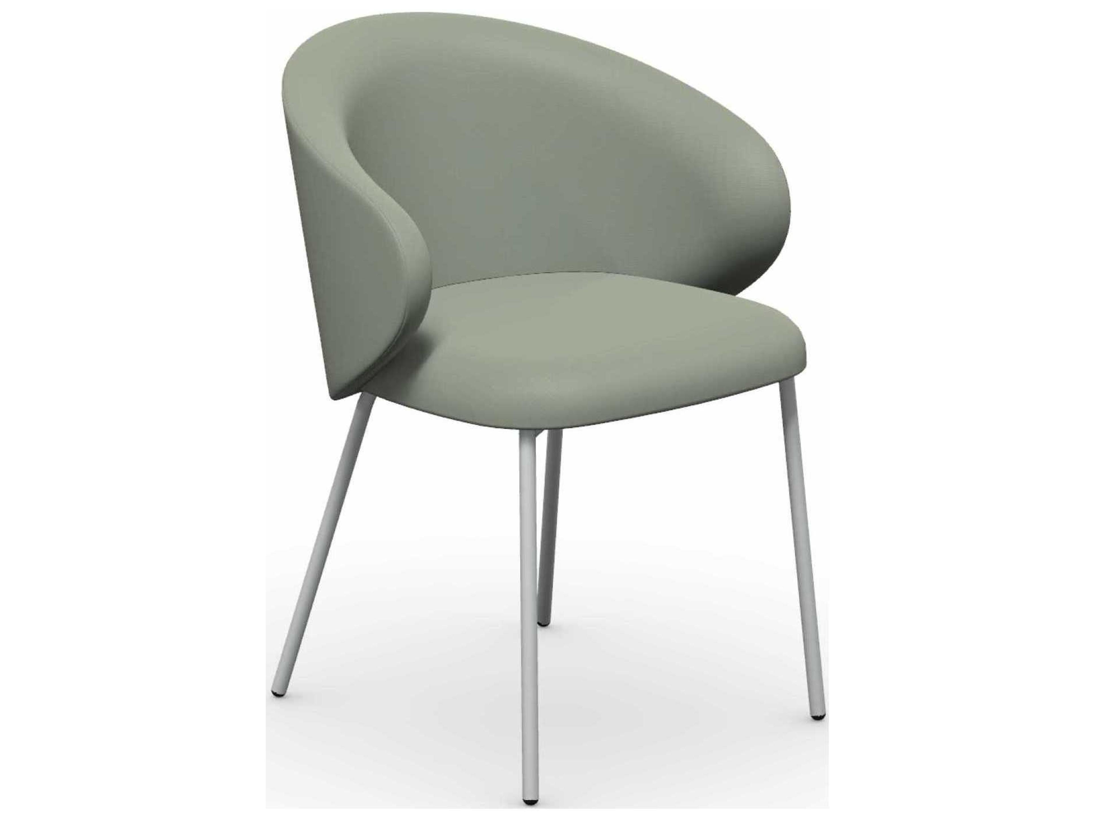 Tuka Matt Optic White / Thyme Green Cook Fabric Metal Cushion Dining Chair