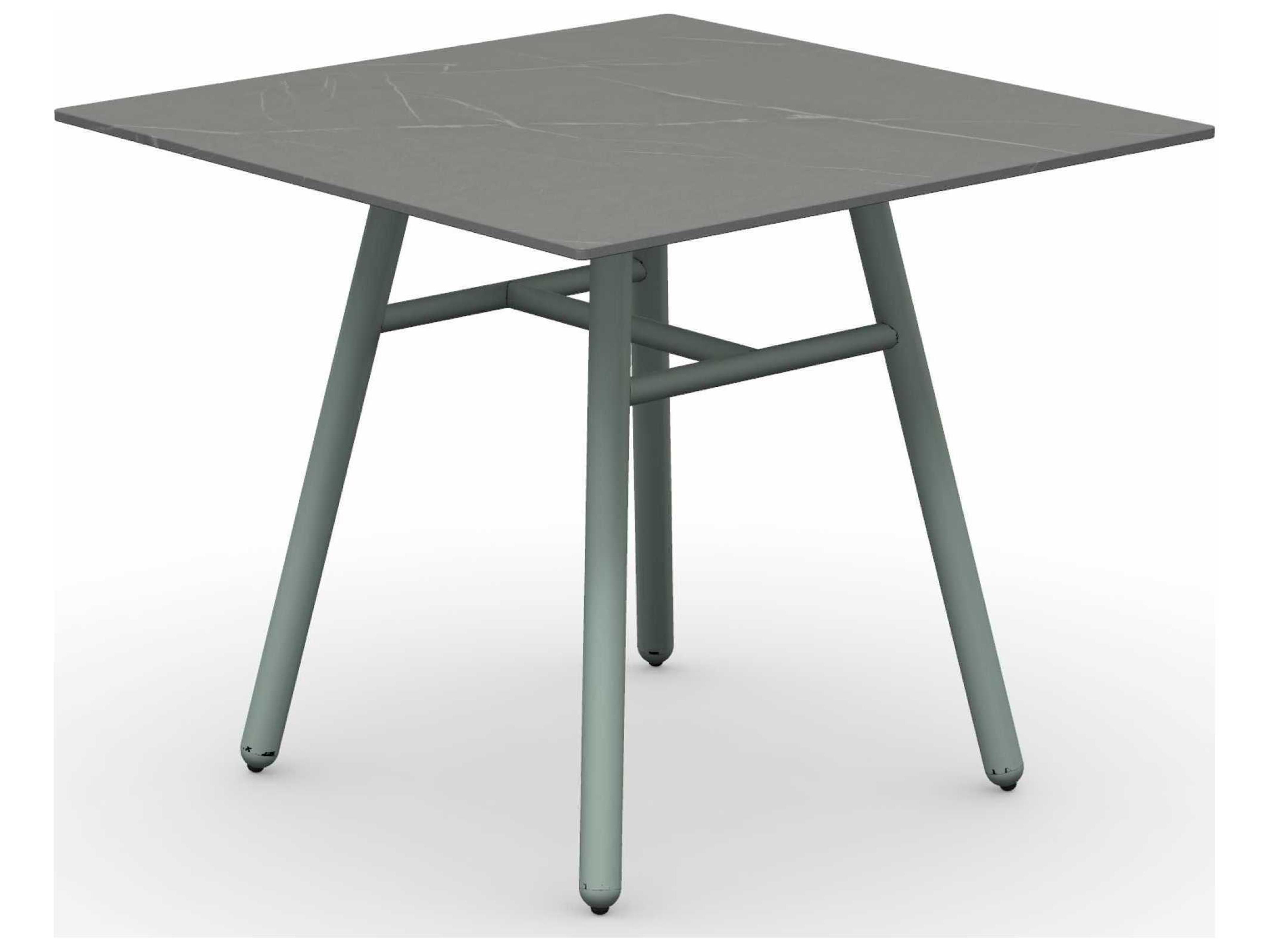 Yo Matt Thyme Green / Piasentina Grey Aluminum Ceramic Square Dining Table