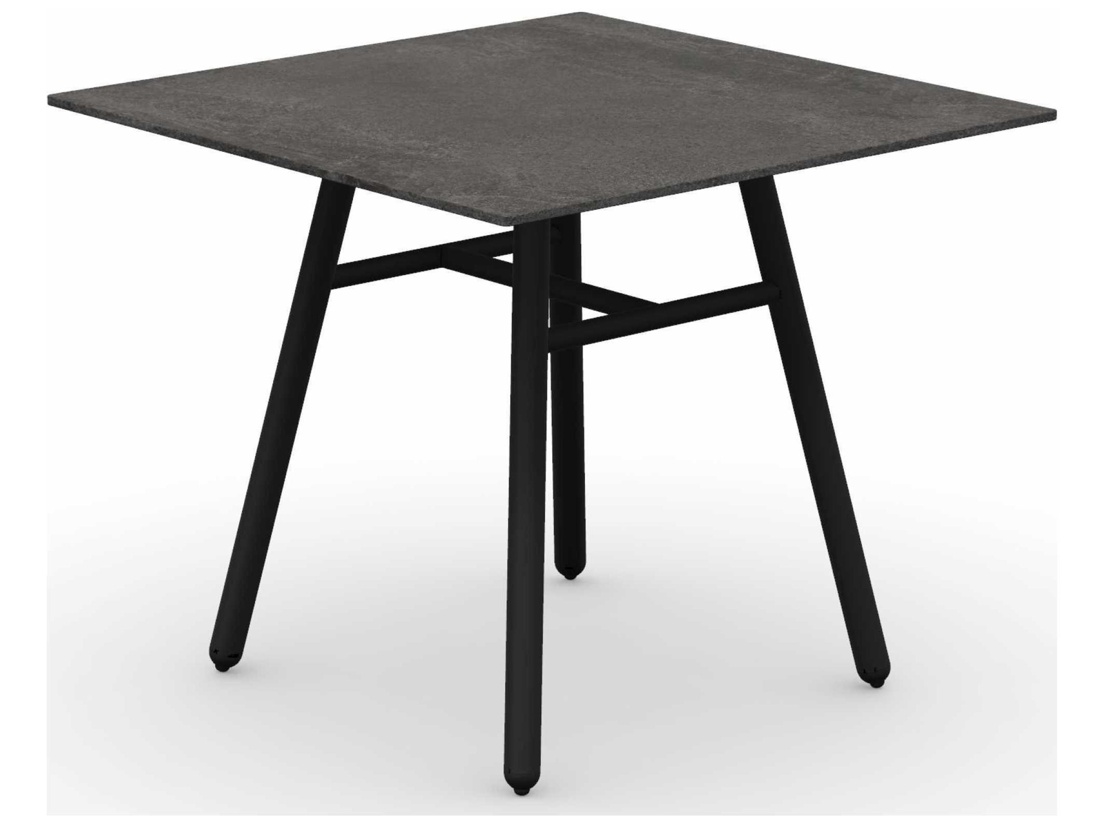 Yo Matt Black / Porphyry Brown Aluminum Ceramic Square Dining Table