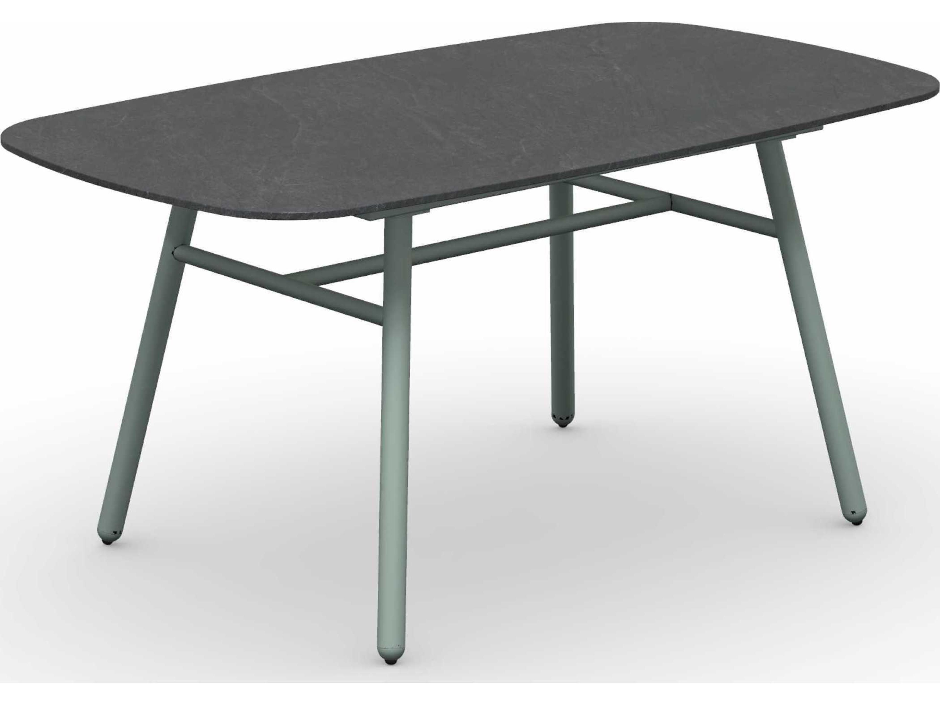 Yo Matt Thyme Green / Cardoso Black Aluminum Ceramic Rectangular Dining Table