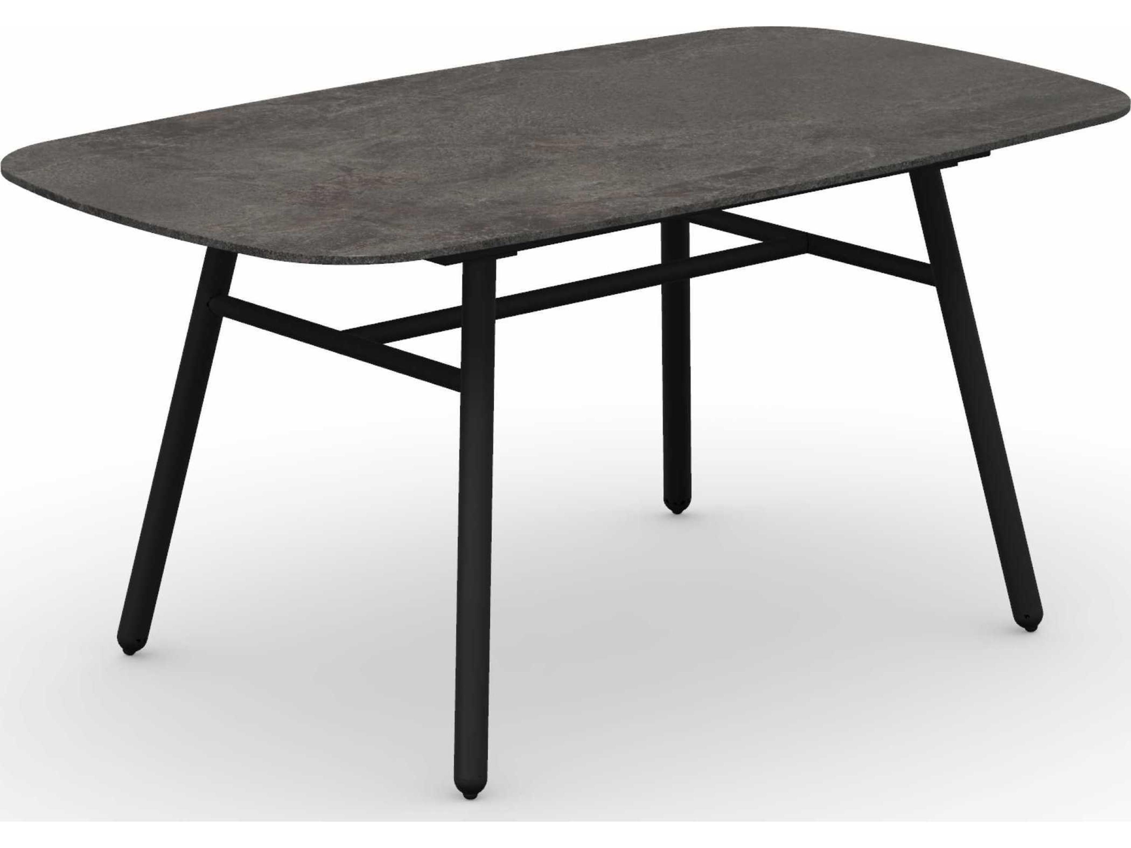 Yo Matt Black / Porphyry Brown Aluminum Ceramic Rectangular Dining Table