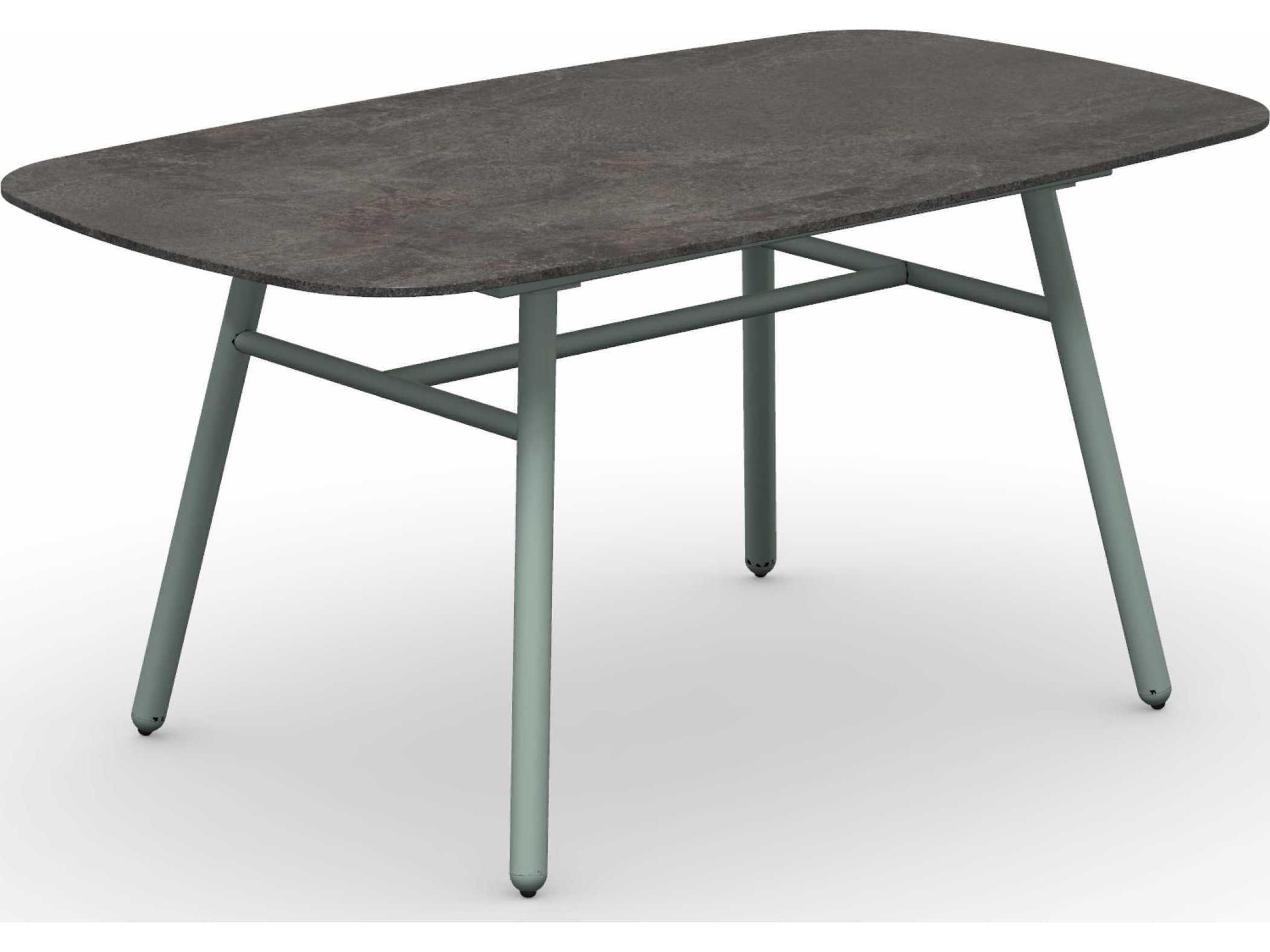 Yo Matt Thyme Green / Porphyry Brown Aluminum Ceramic Rectangular Dining Table