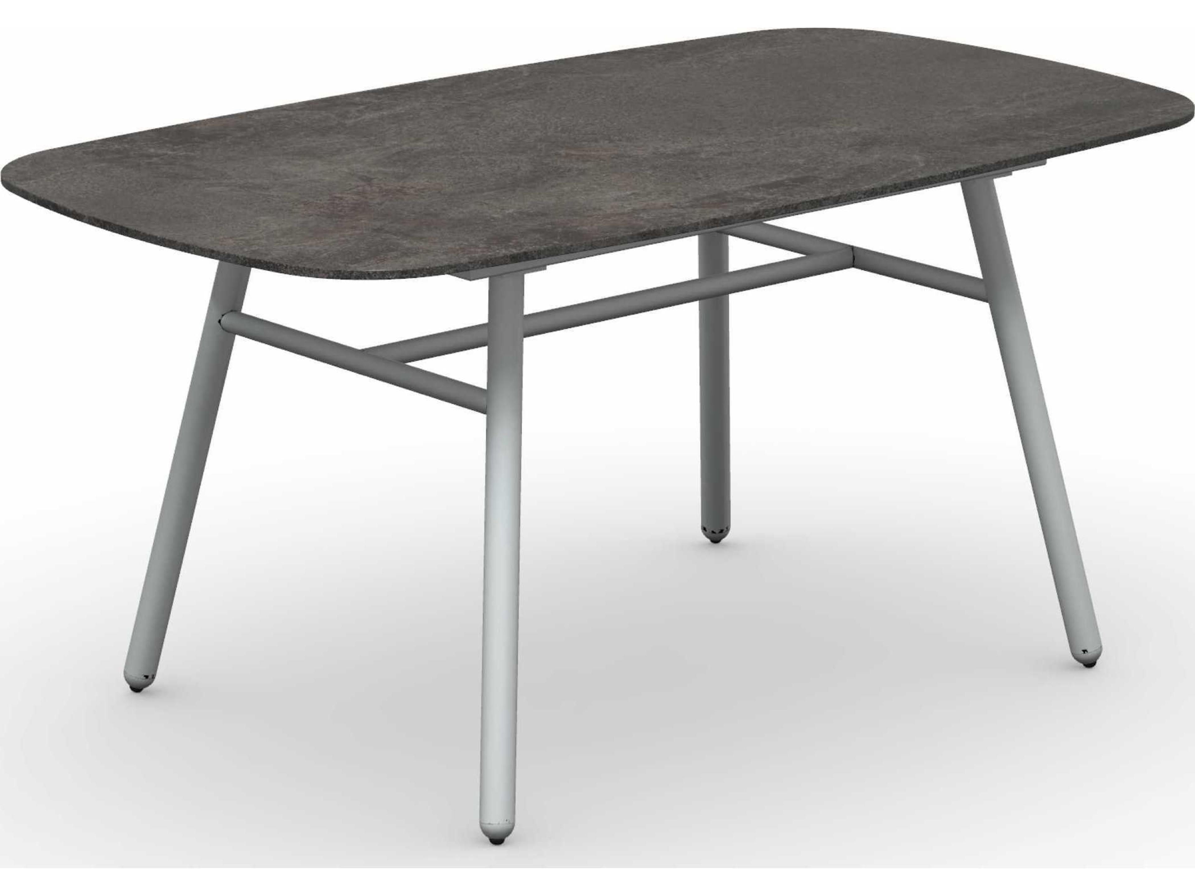 Yo Matt Optic White / Porphyry Brown Aluminum Ceramic Rectangular Dining Table