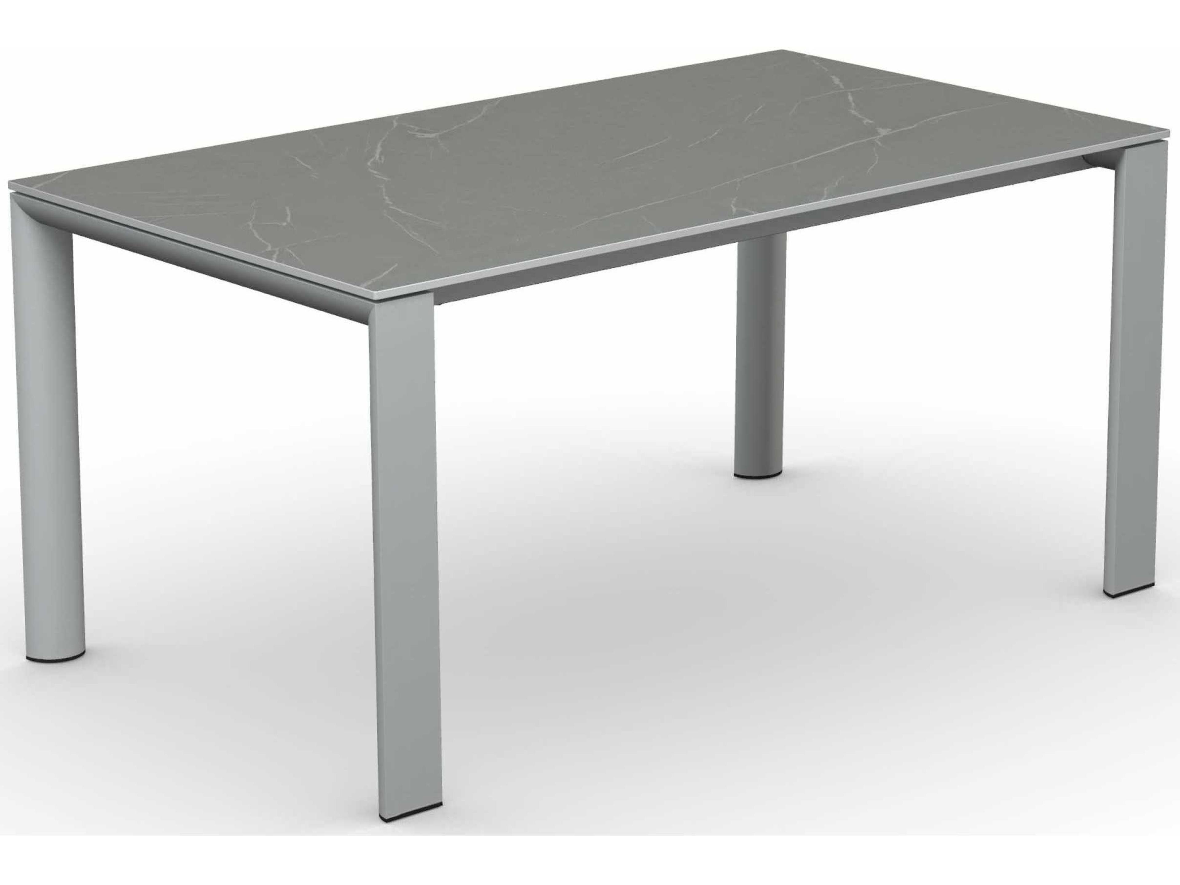 Dorian Matt Optic White / Piasentina Grey Black Resin Metal Ceramic Rectangular Dining Table